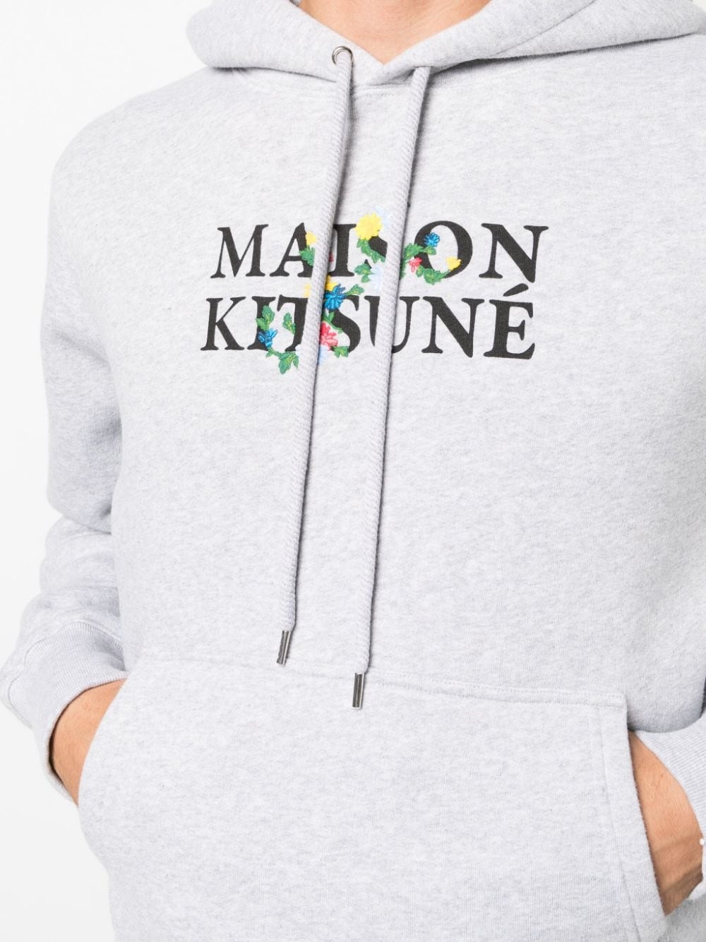logo-print drawstring cotton hoodie - 5