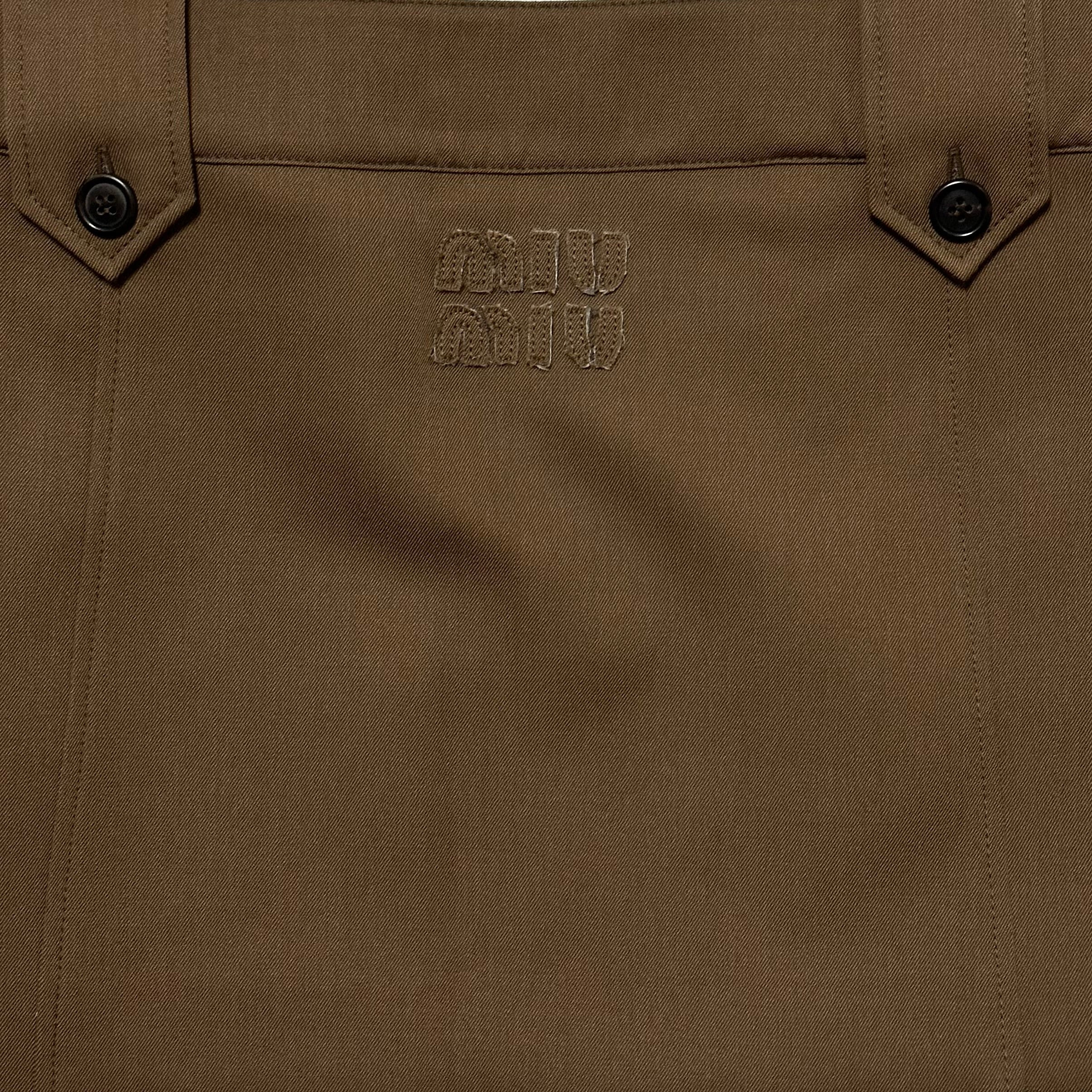 MIU MIU Spring Summer 2024 Mud Gabardine Mini Skirt - 5