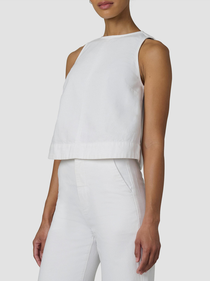 Women's Cotton Denim Sleeveless Top - White 4