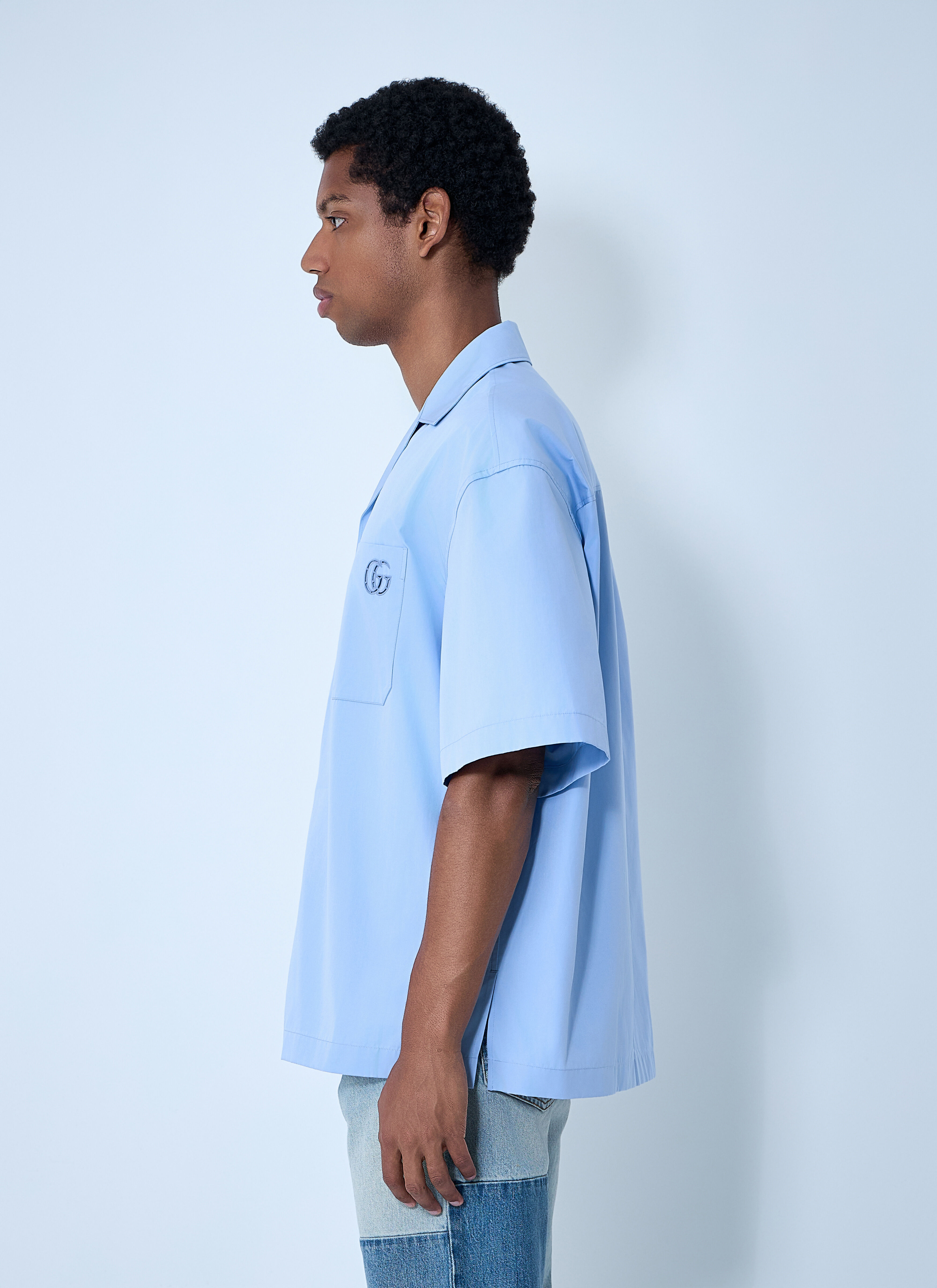 Logo Embroidery Camp Collar Shirt - 3