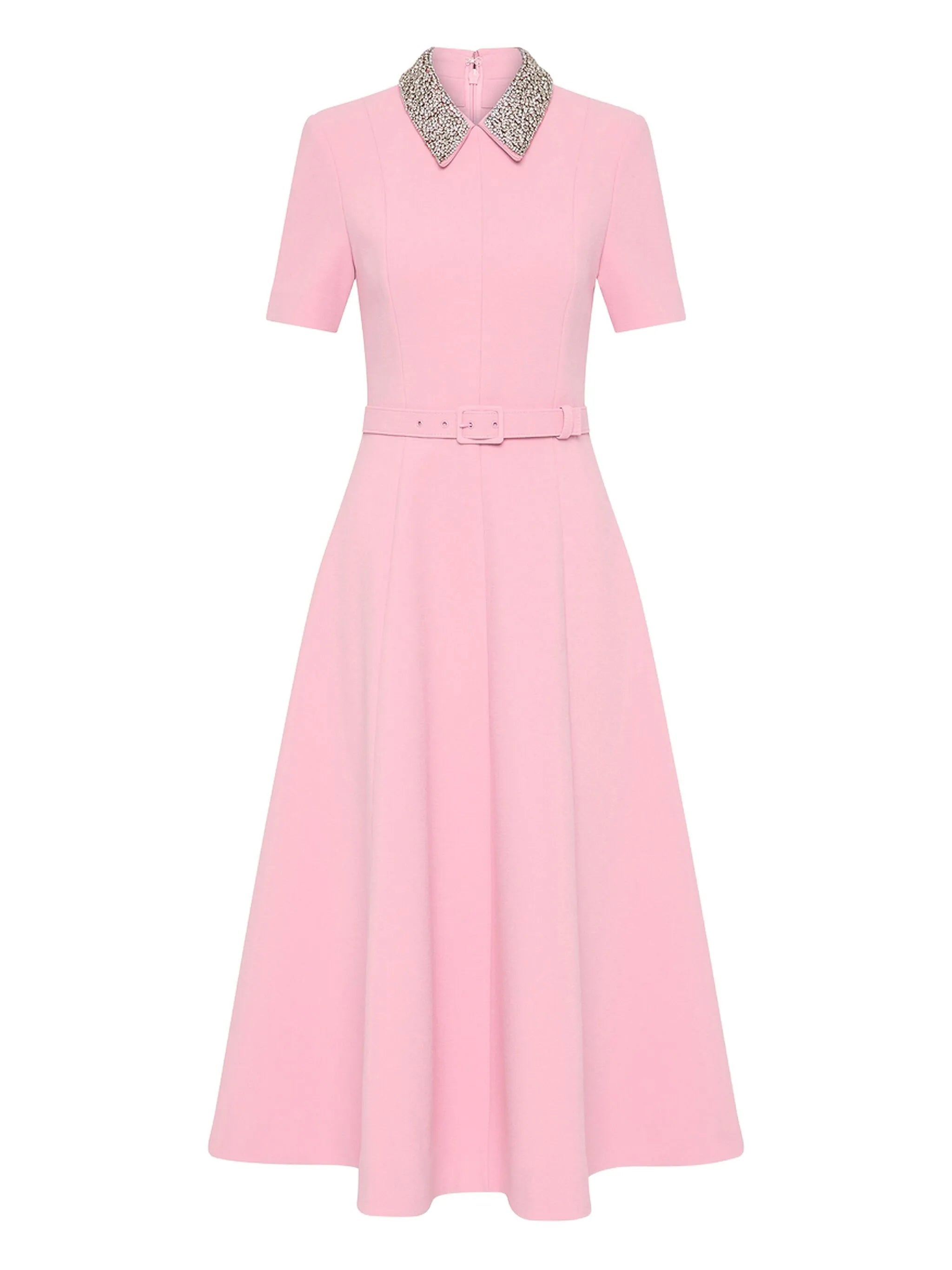 Rebecca Vallance Embellished-collar Belted Dress - 1