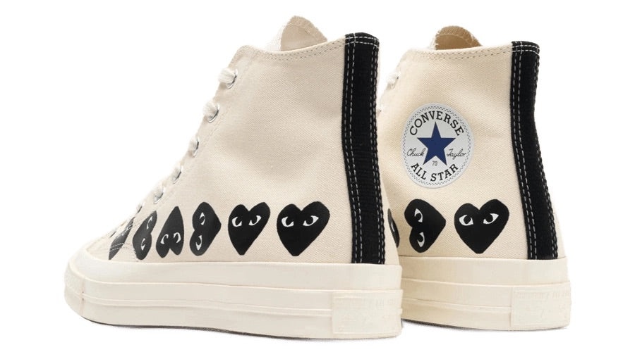 Converse x COMME des GARCONS PLAY Chuck 70 Hi 'Multi Heart - Milk Black' A08148C - 2