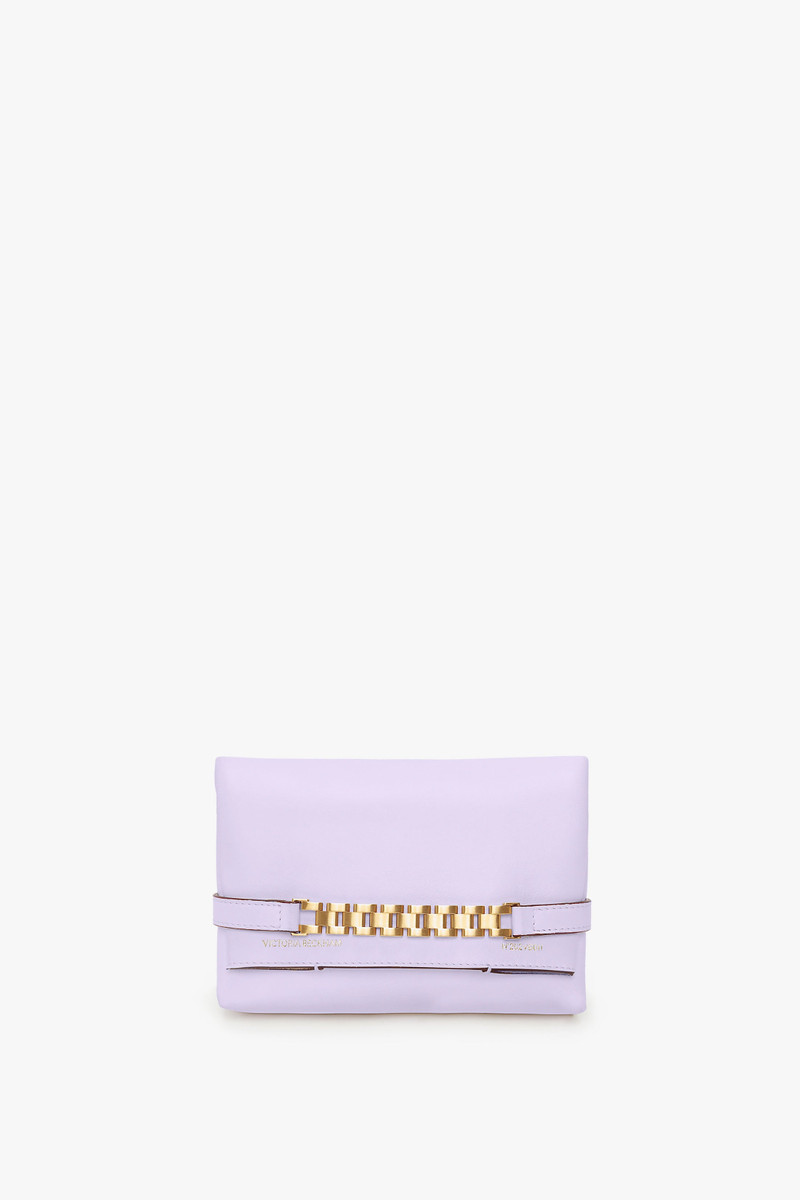 EXCLUSIVE Mini Chain Pouch With Long Strap In Lilac Leather 3