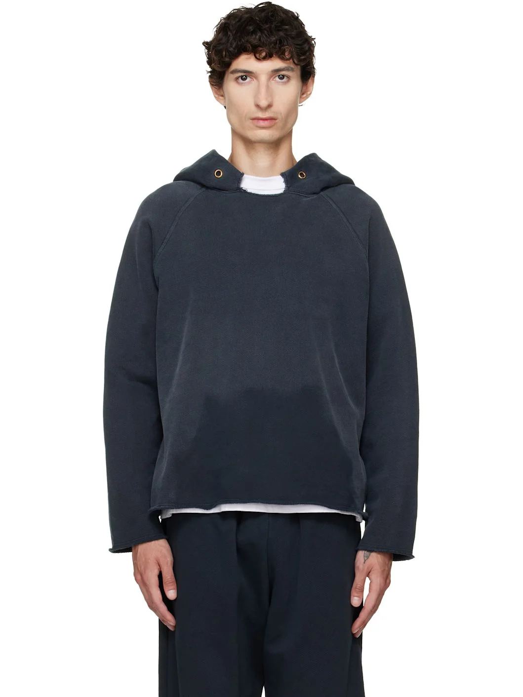 Black Heavyweight Raw Raglan Hoodie - 1