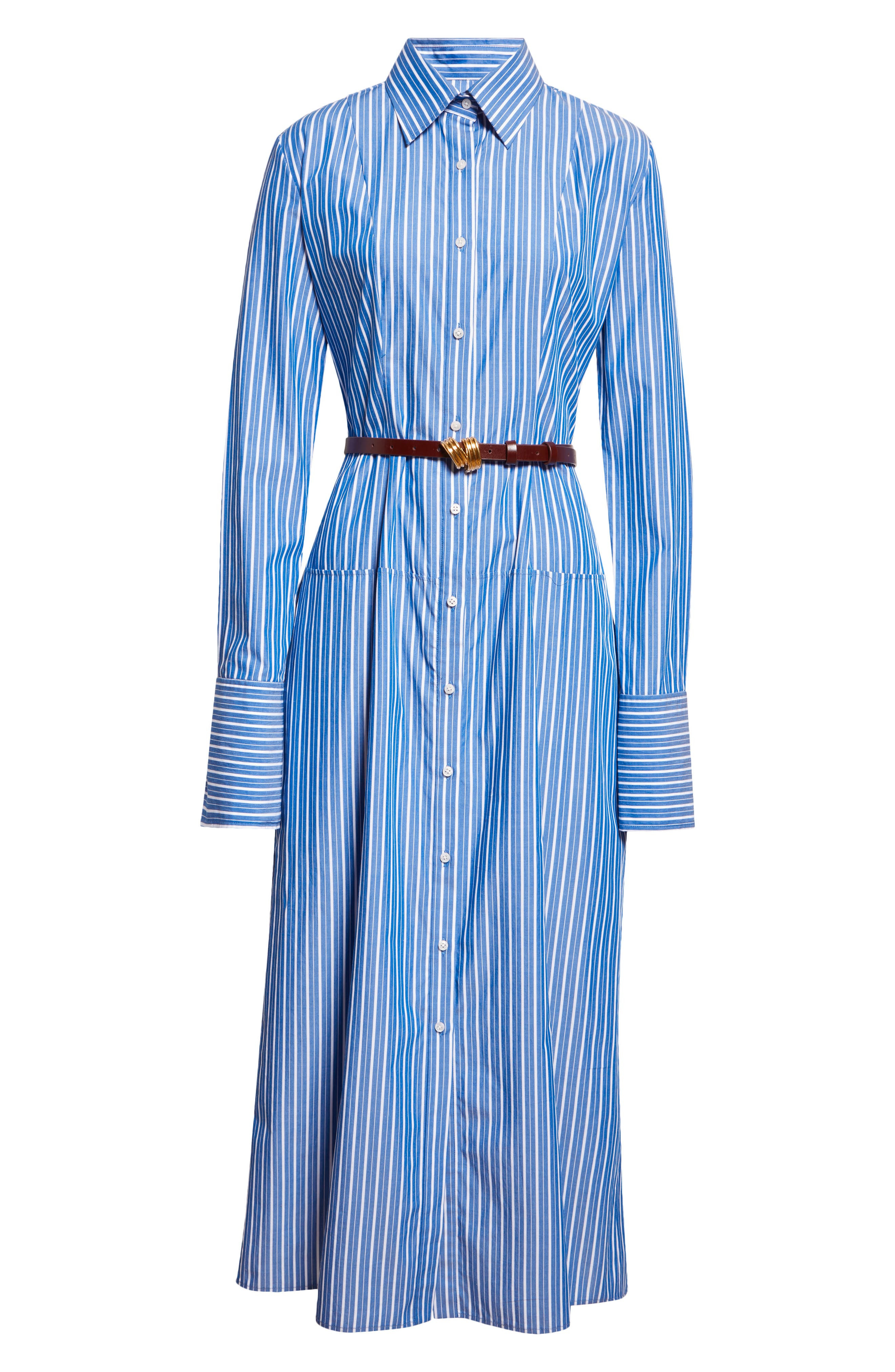 Brandon Maxwell The Sammy Stripe Cotton Shirtdress in Navy Stripe at Nordstrom - 6