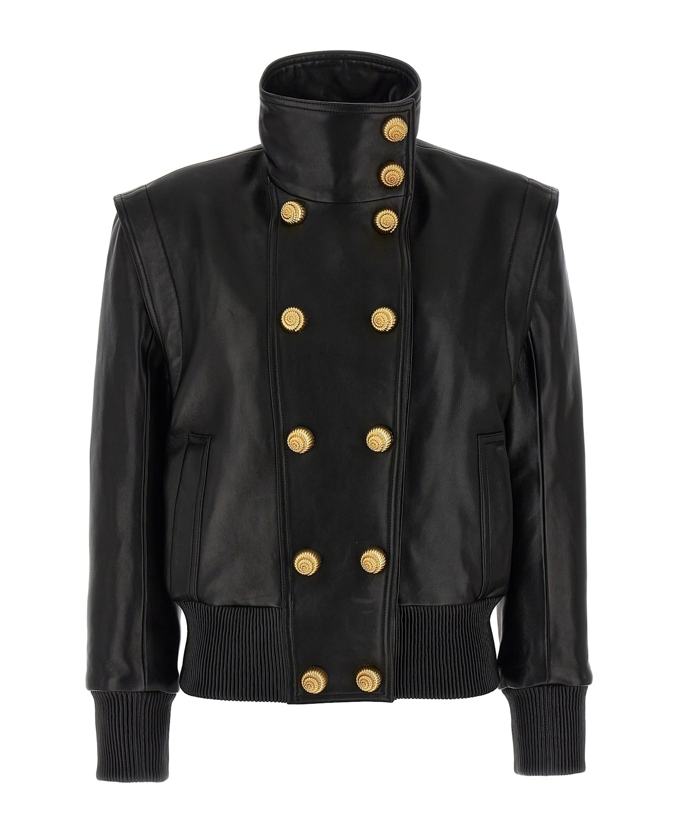 Balmain Double-breasted Leather Bomber Jacket | italist