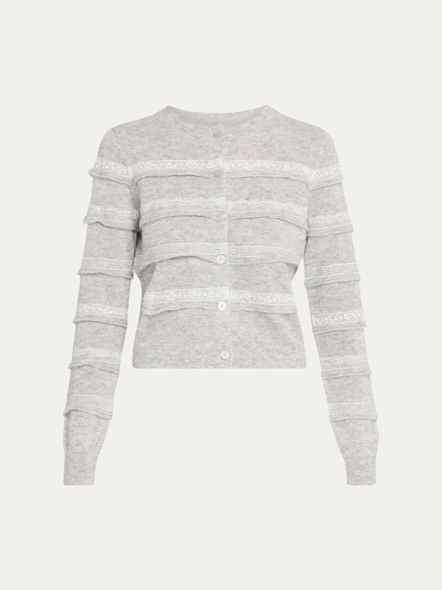 Claralise Alpaca-Blend Lace Stripe Cardigan - 1