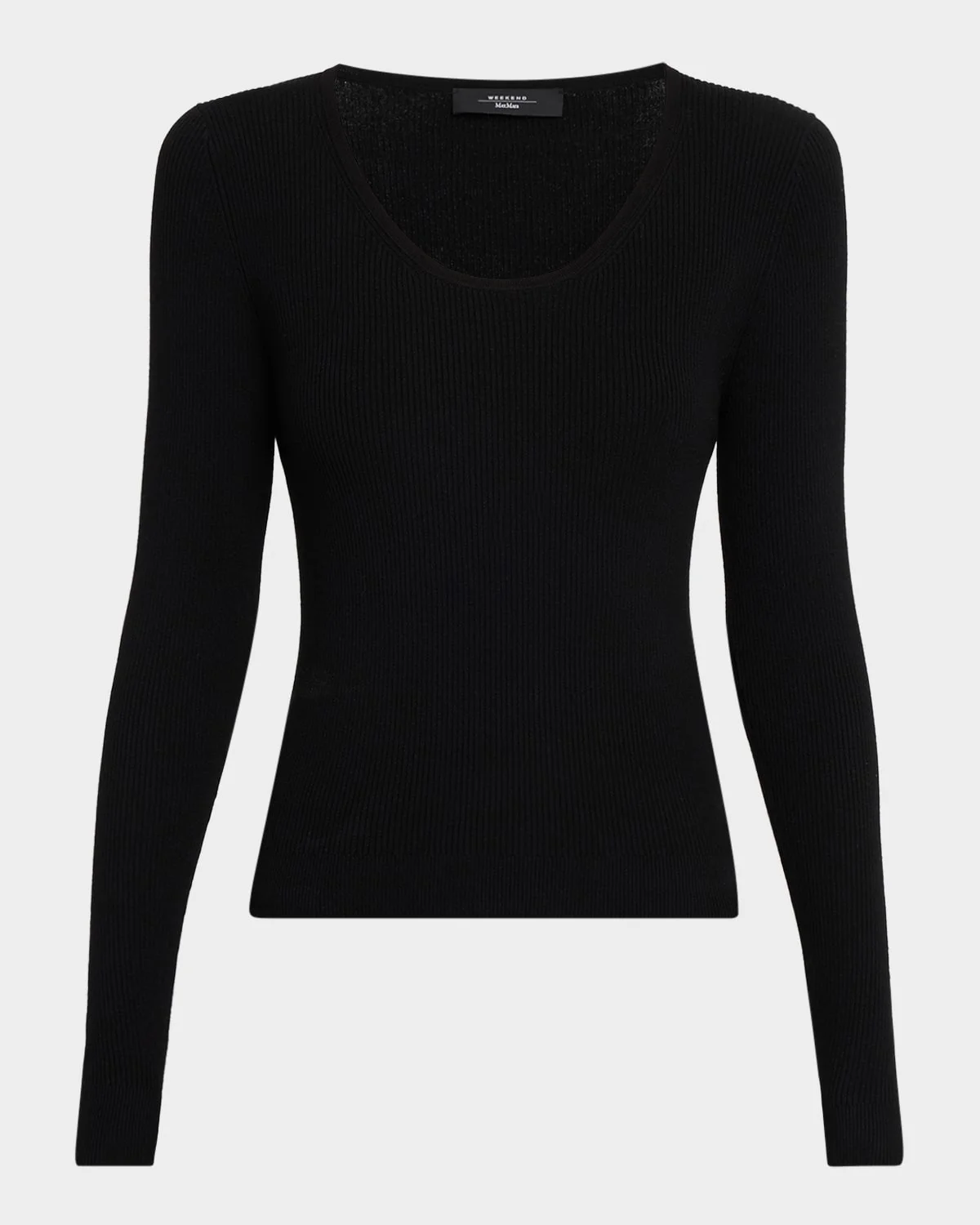 Scoop-Neck Rib Knit Sweater - 1