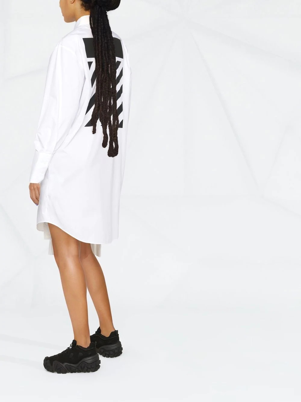 asymmetric pleated shirt dress - 4