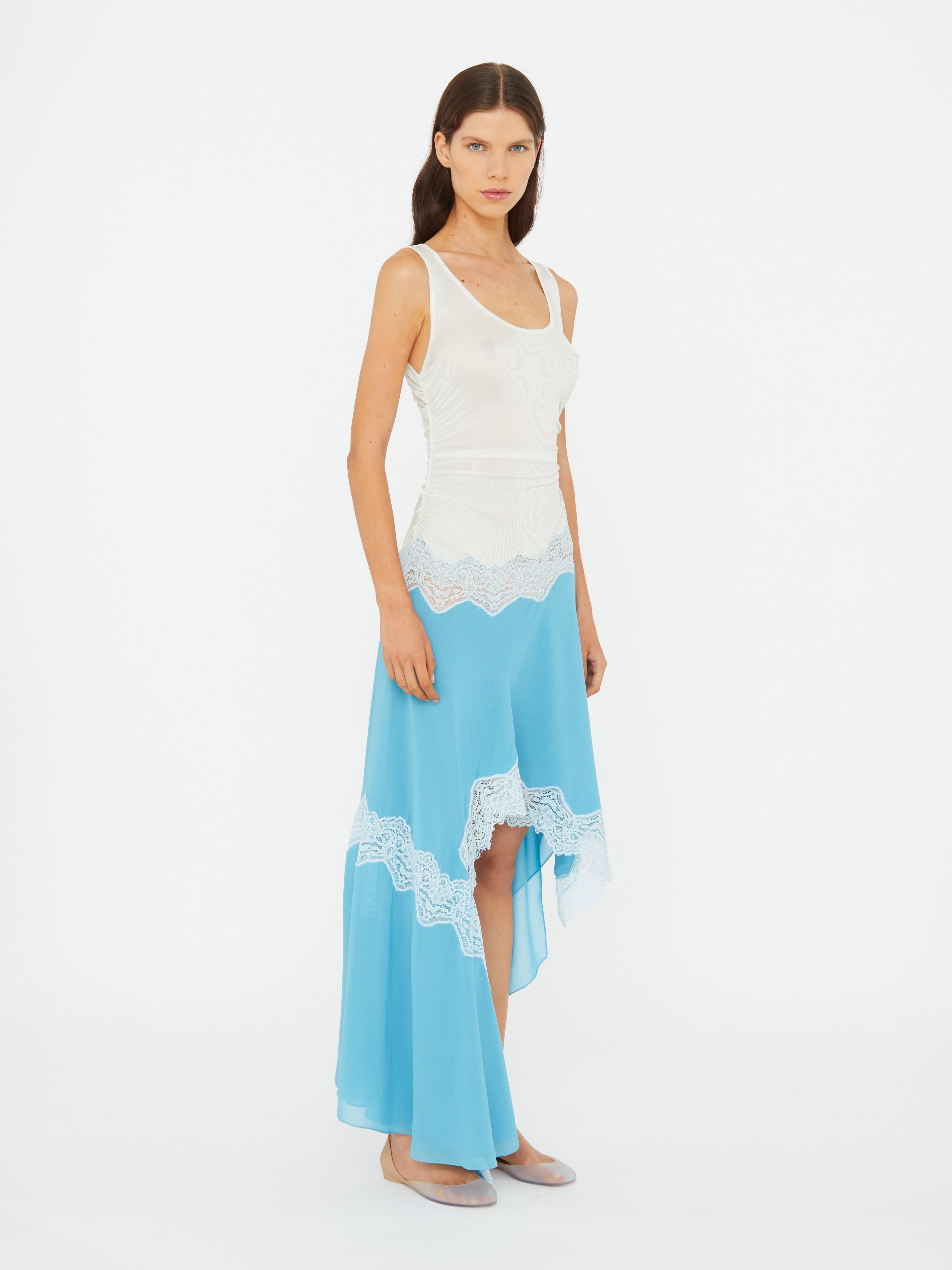 Cutaway Lace Gathered Tank Dress - 2
