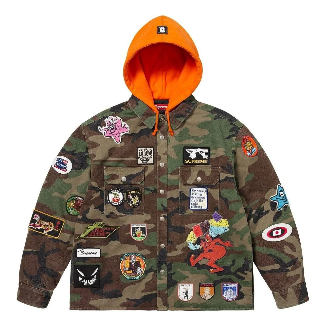 Supreme Patches Hooded Zip Up Shirt 'Woodland Camo' SS25S30-WOODLAND-CAMO - 1