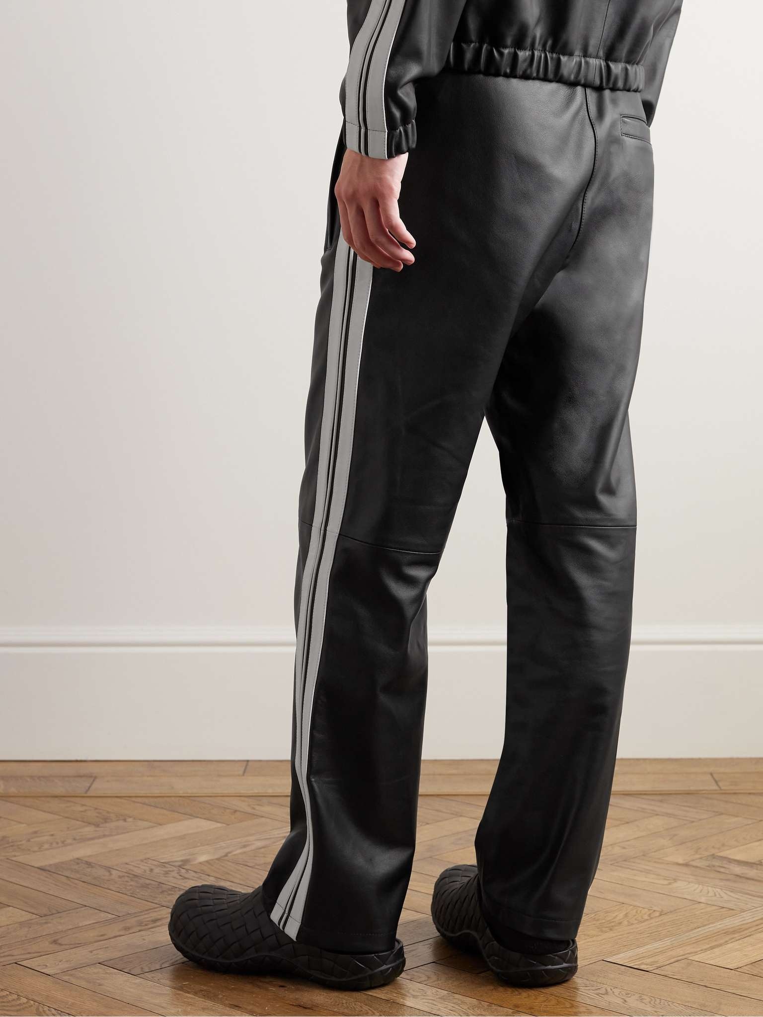 Straight-Leg Striped Nappa Leather Trousers - 4