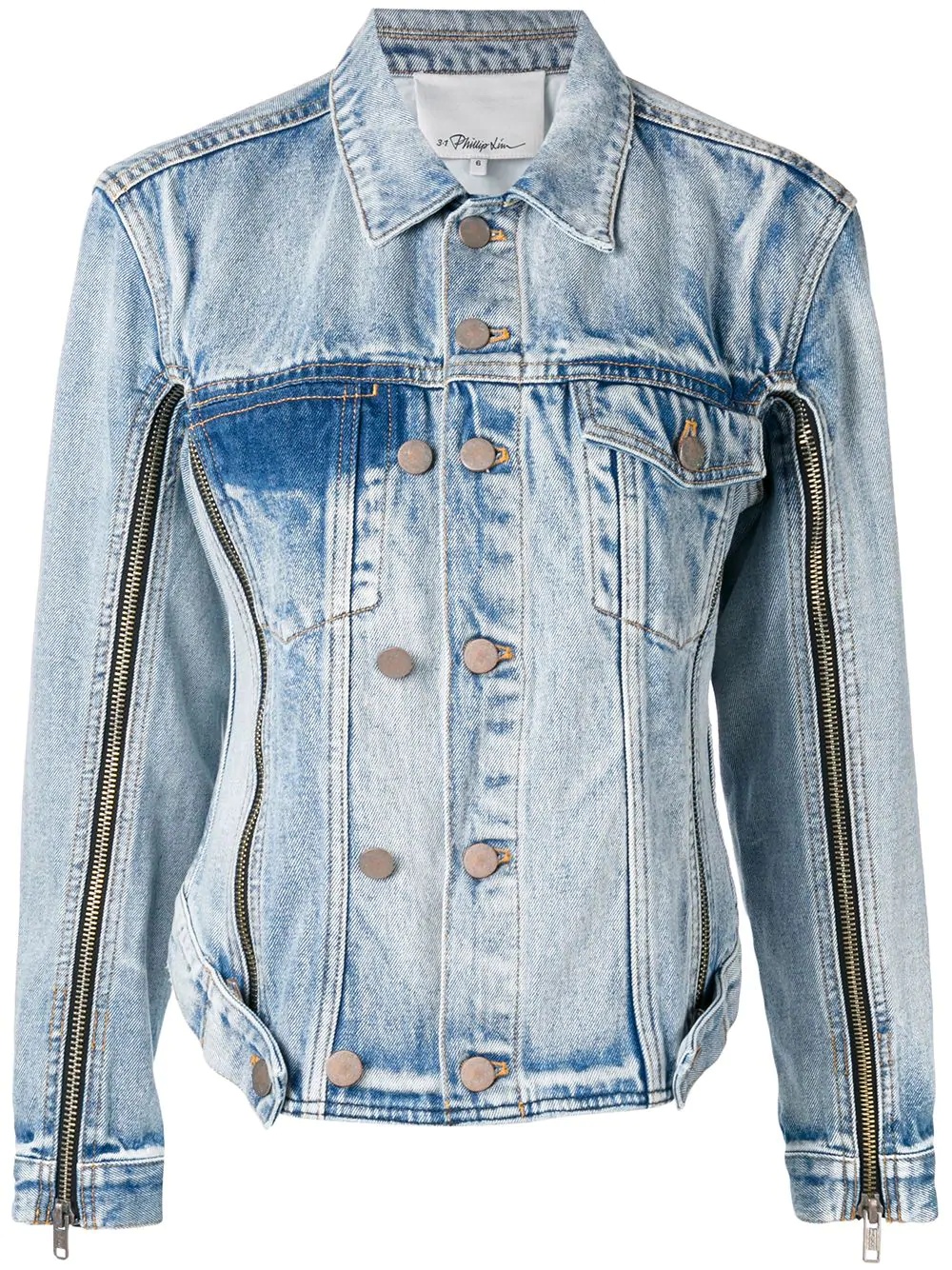 zip details denim jacket - 1