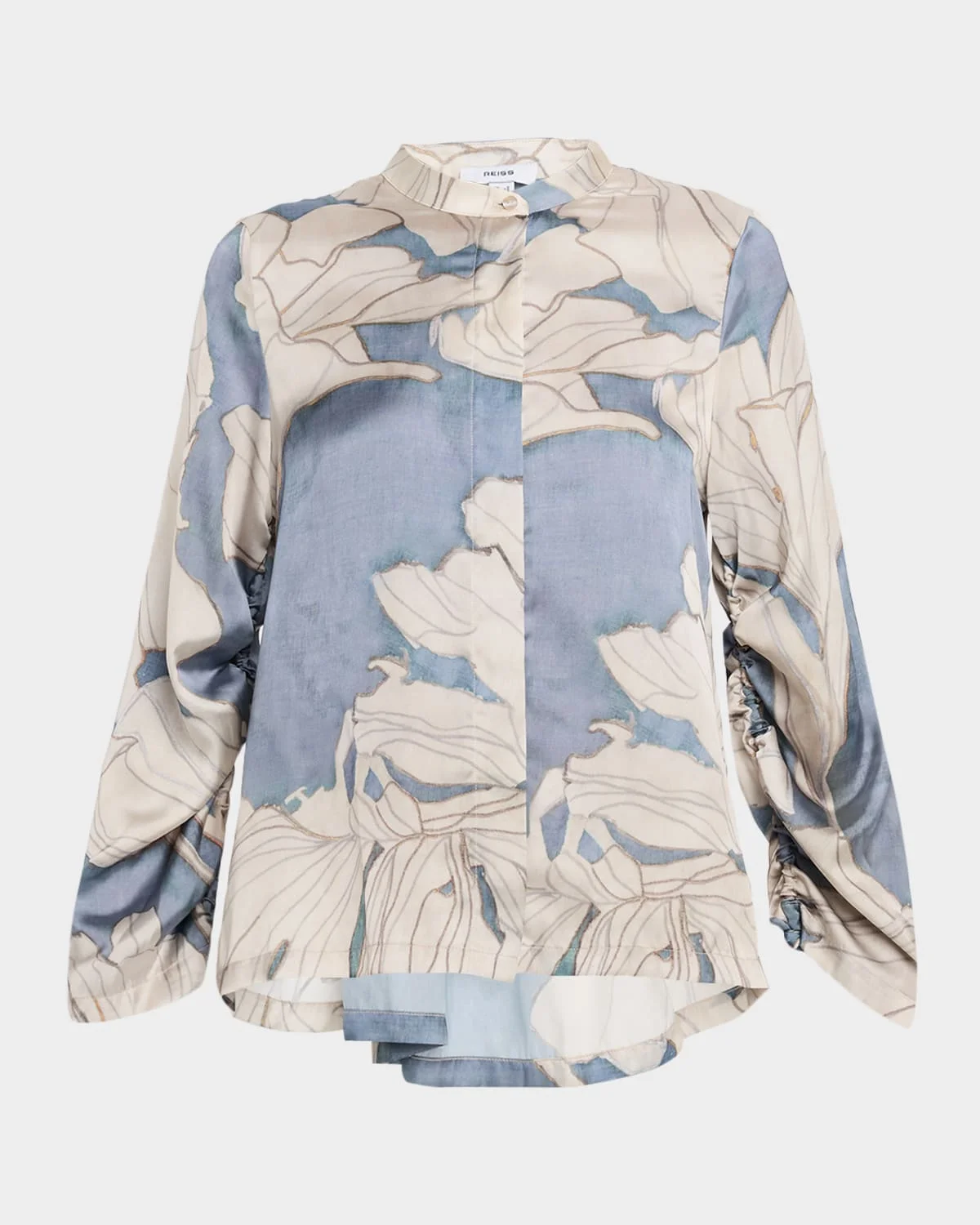 Gigi Cutout Floral-Print Satin Shirt - 1