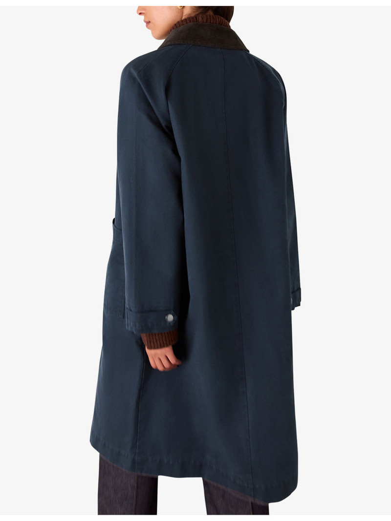 Gabriella Contrast-Collar Relaxed-Fit Waxed Overcoat 4