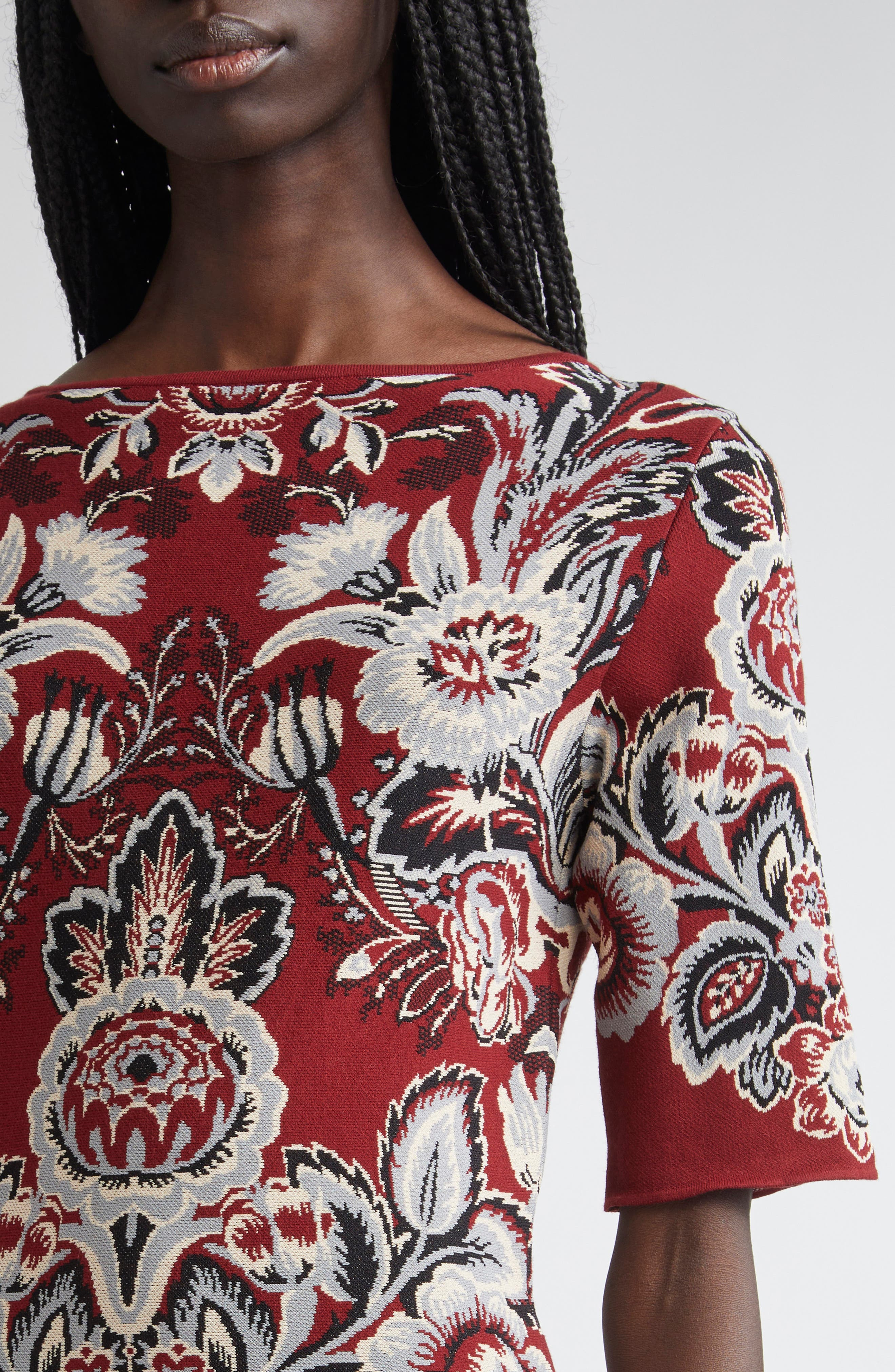 Etro Paisley Jacquard Knit Midi Dress in Printed Bordeaux Base at Nordstrom - 4