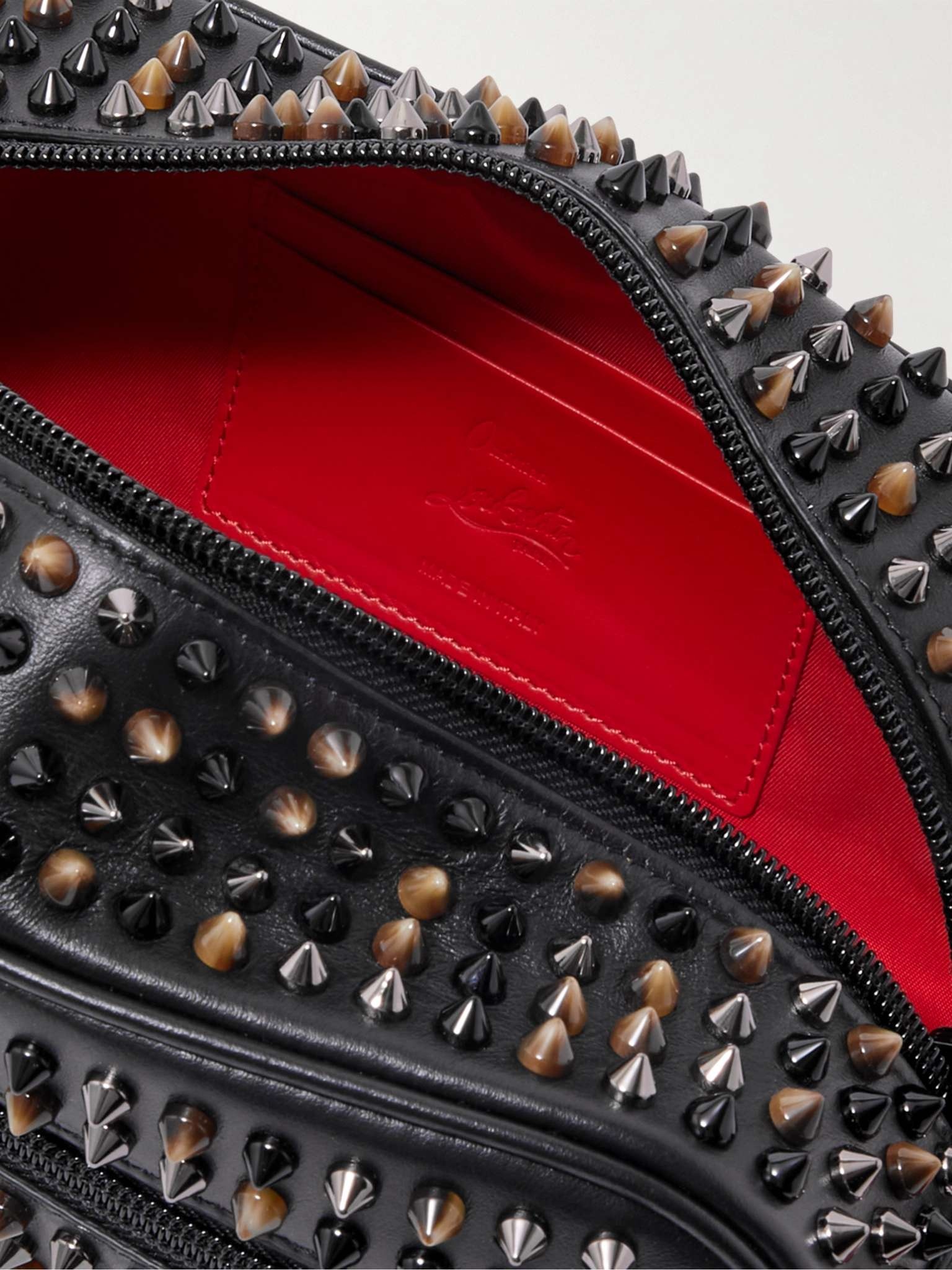 Spiked Leather Messenger Bag - 3