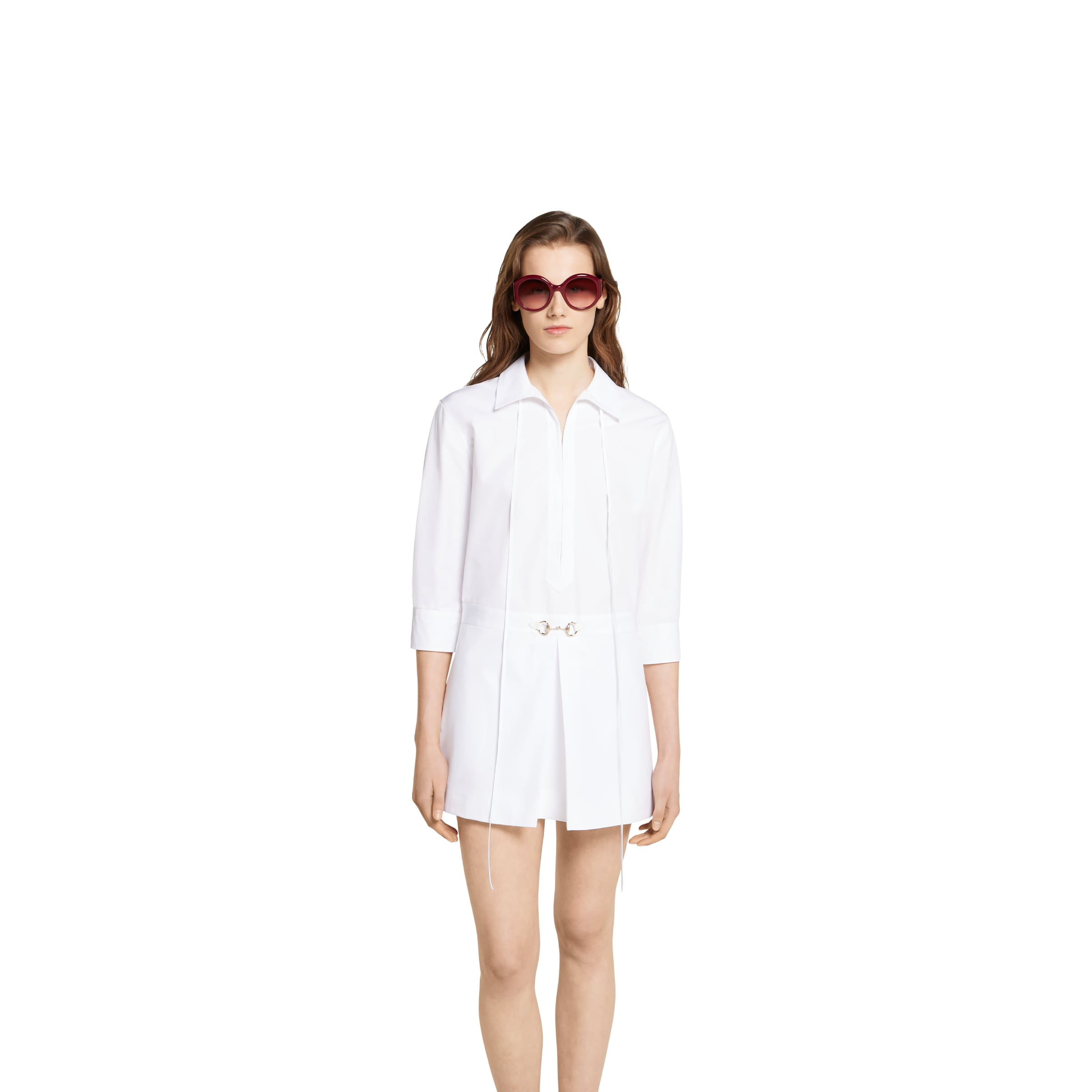 Cotton poplin shirt dress with Horsebit - 3