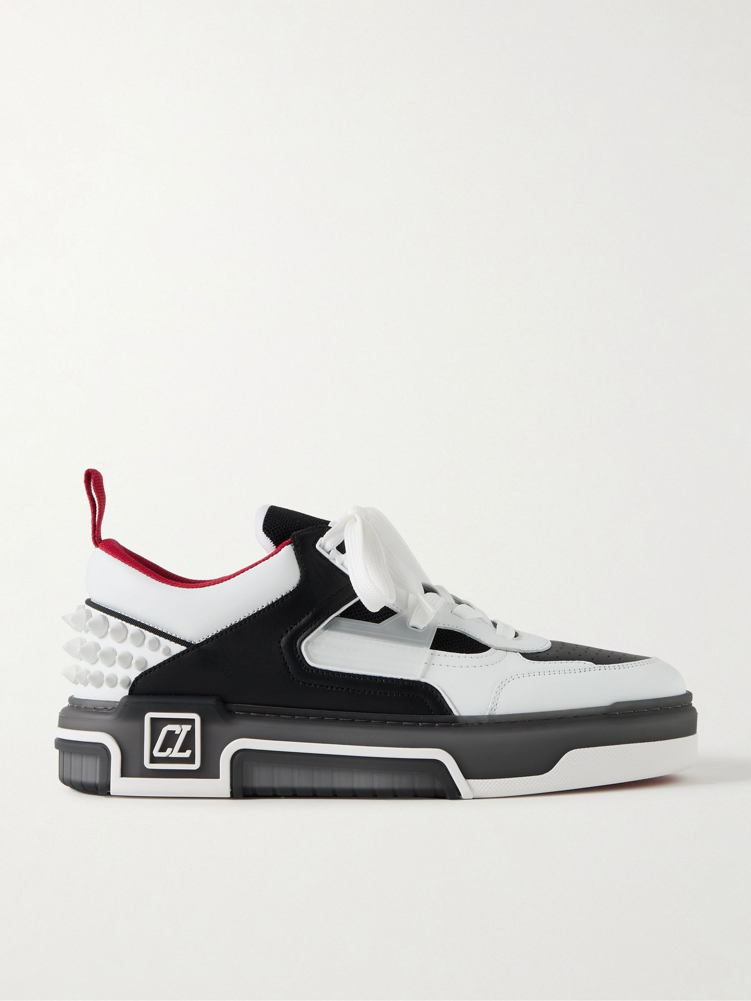 Astroloubi Spiked Leather and Mesh Sneakers White - 1