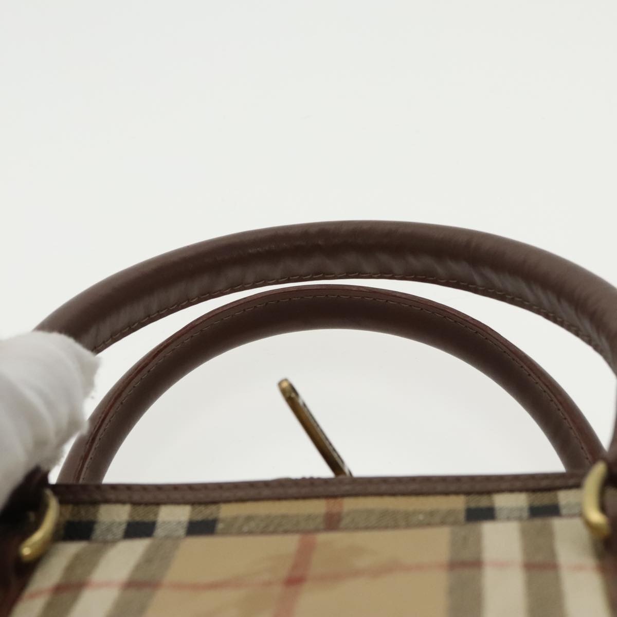 Burberry Nova Check Hand Bag Pvc Beige Gold - 8