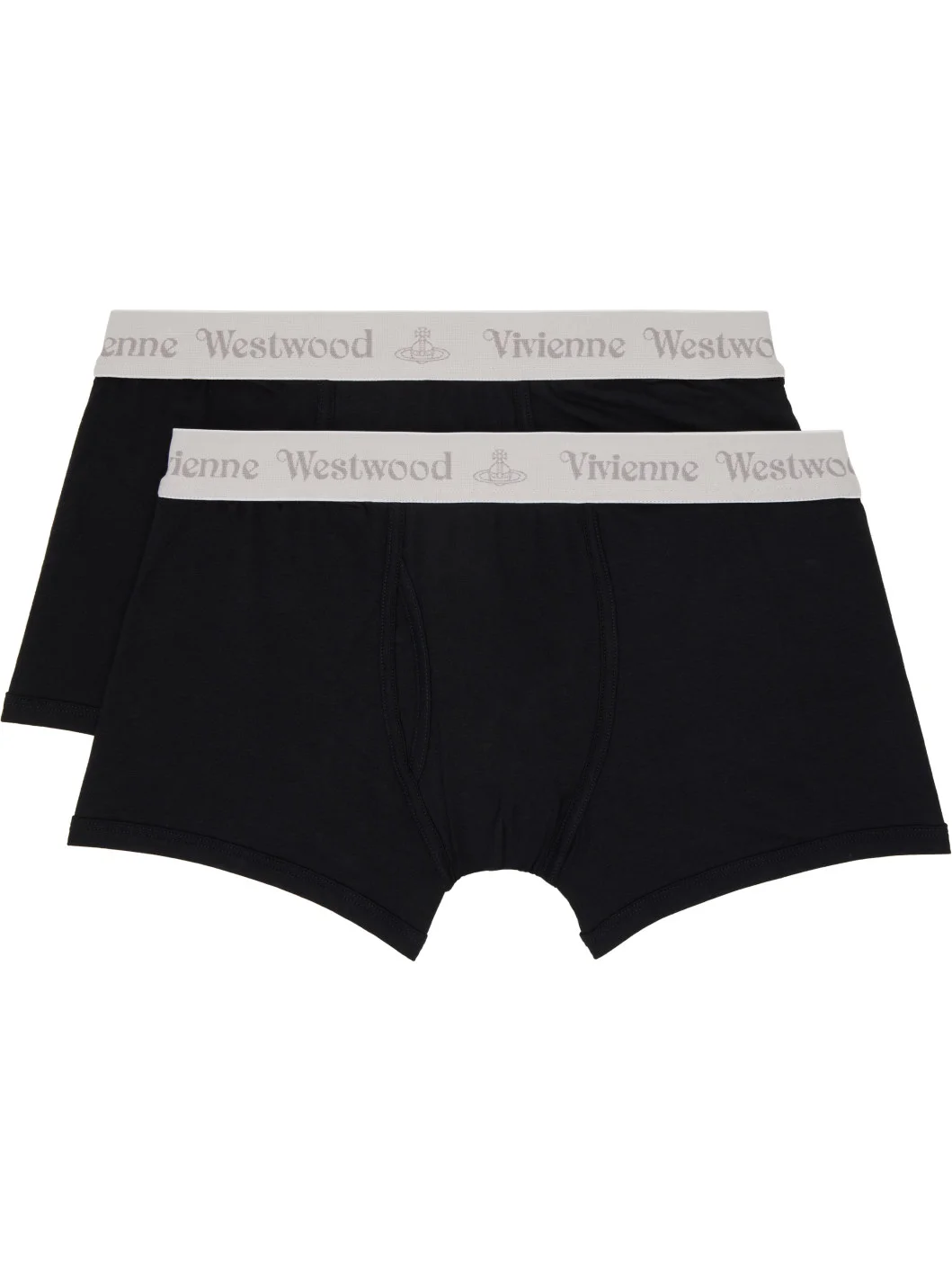 Two-Pack Black Cotton Boxer Briefs - 1