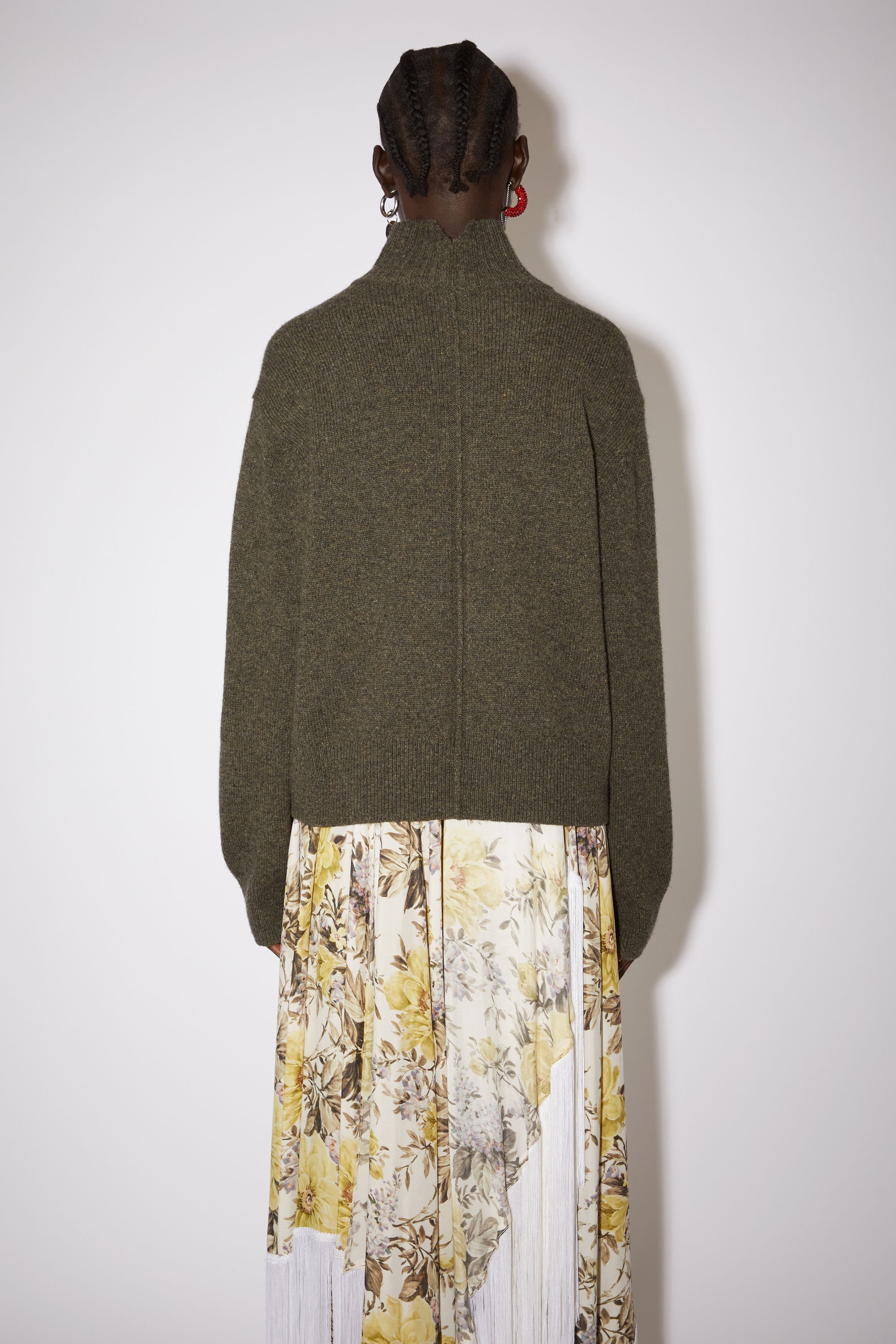 High neck jumper - Dark khaki melange - 3