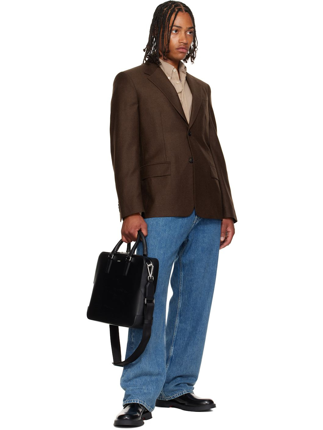 Black Structured Logo Briefcase - 4