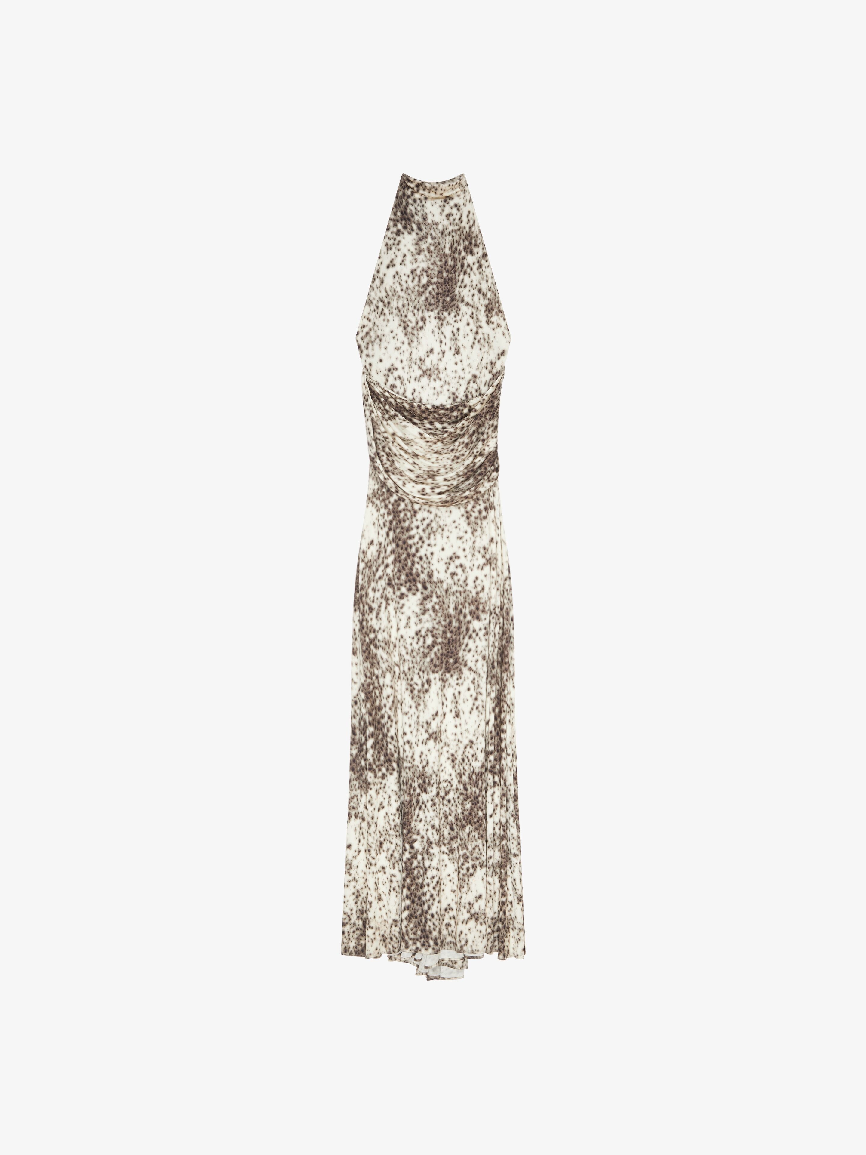 DRAPED DRESS IN JERSEY WITH SNOW LEOPARD PRINT - 1