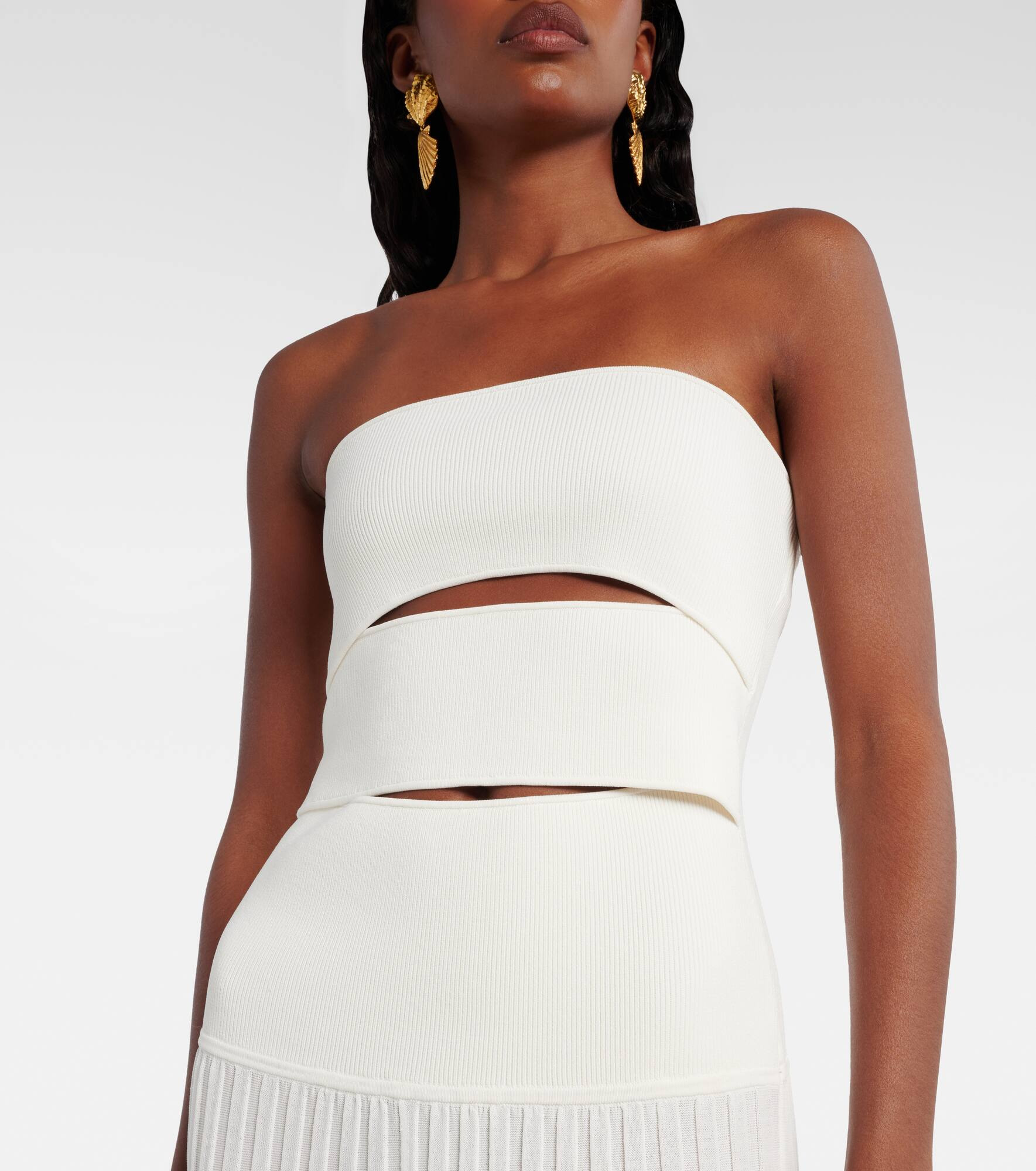 Slash cutout ribbed-knit maxi dress - 4