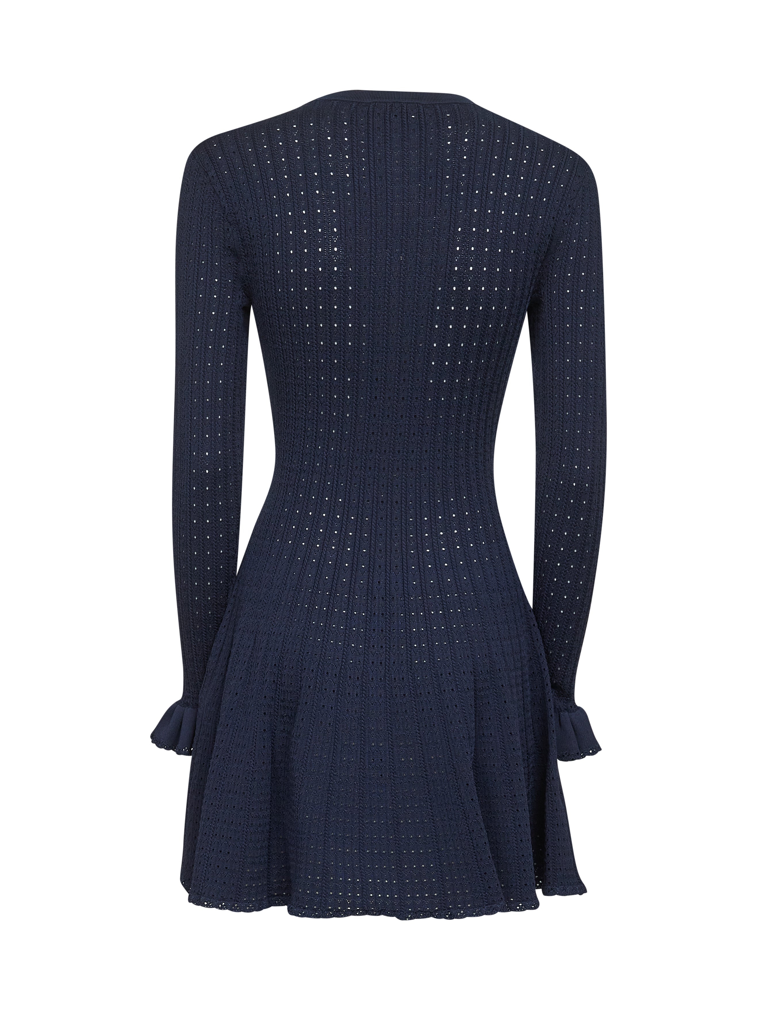 Blue pointelle knit crochet flowers minidress - 2