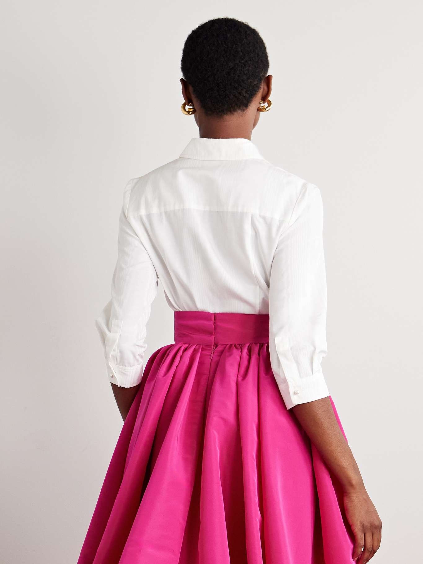 Icon faux pearl-embellished moire shirt White - 3