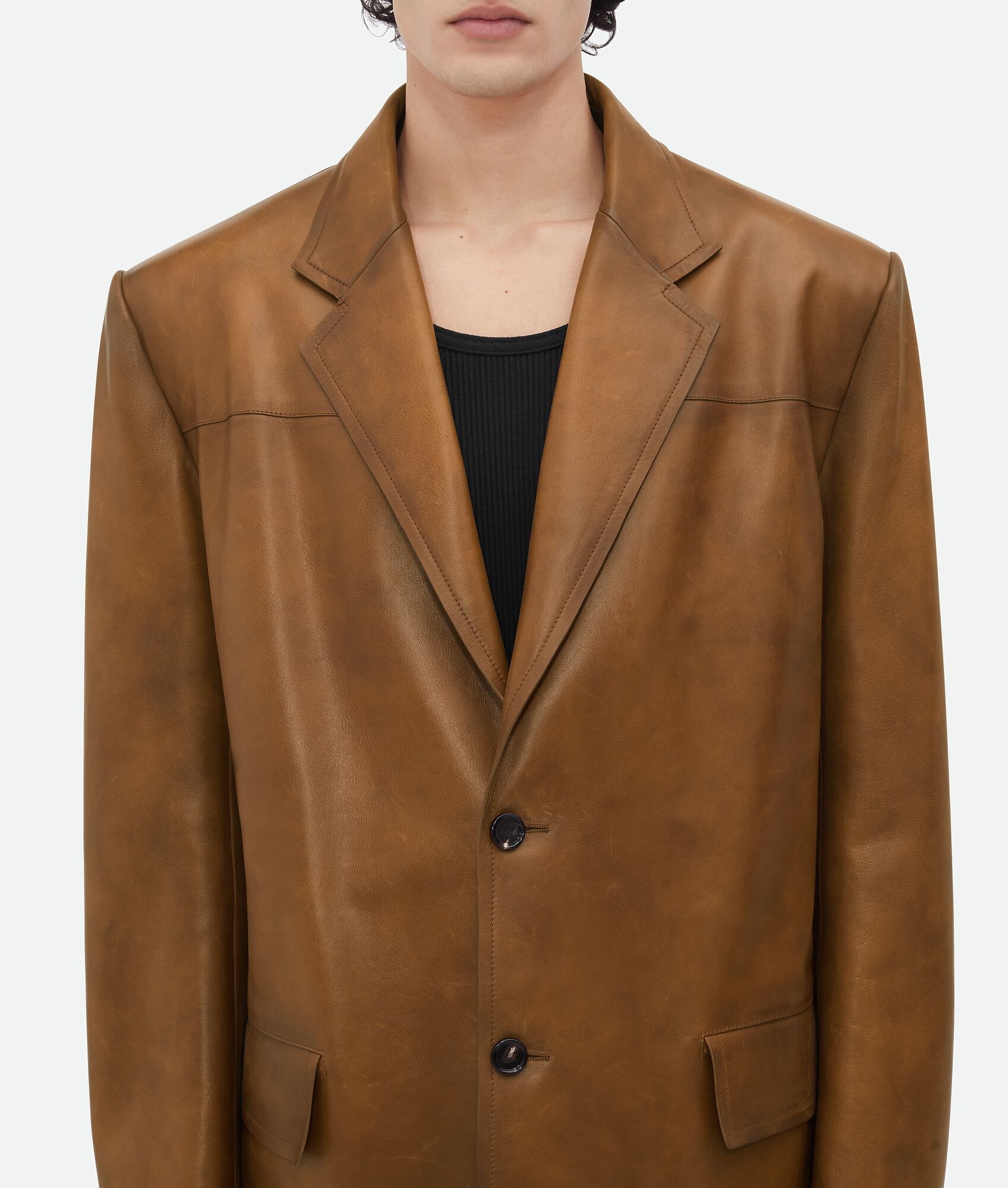 Vintage-Effect Leather Jacket - 5