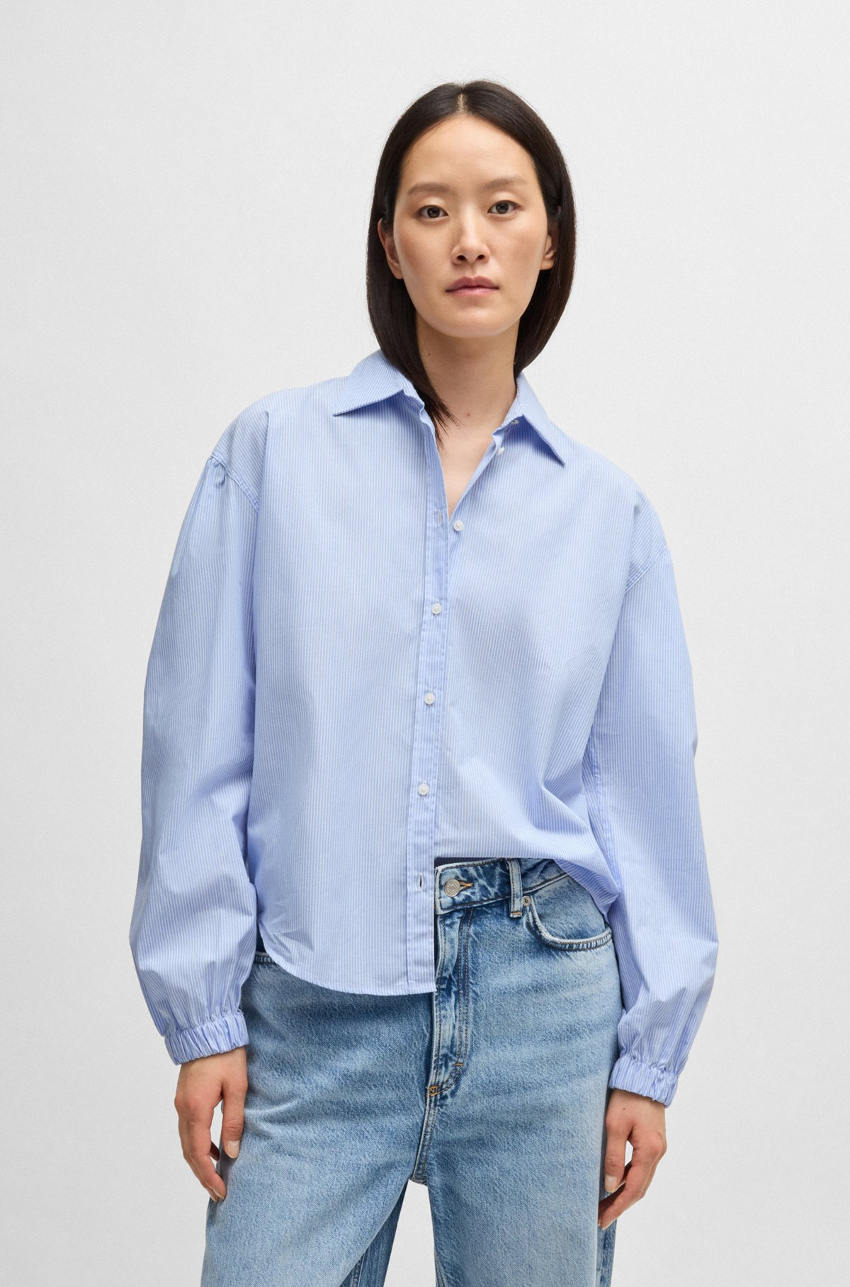 REGULAR-FIT BLOUSE IN STRIPED COTTON POPLIN - 2