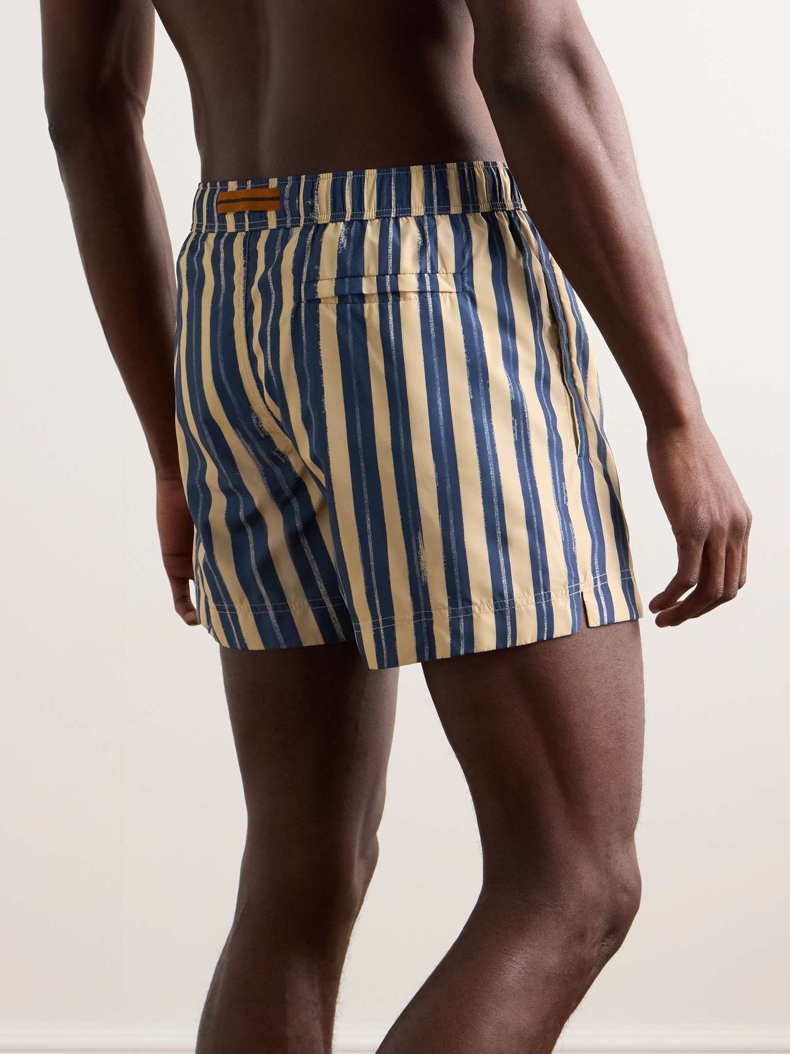 Straight-Leg Mid-Length Logo-Embroidered Striped Swim Shorts - 3