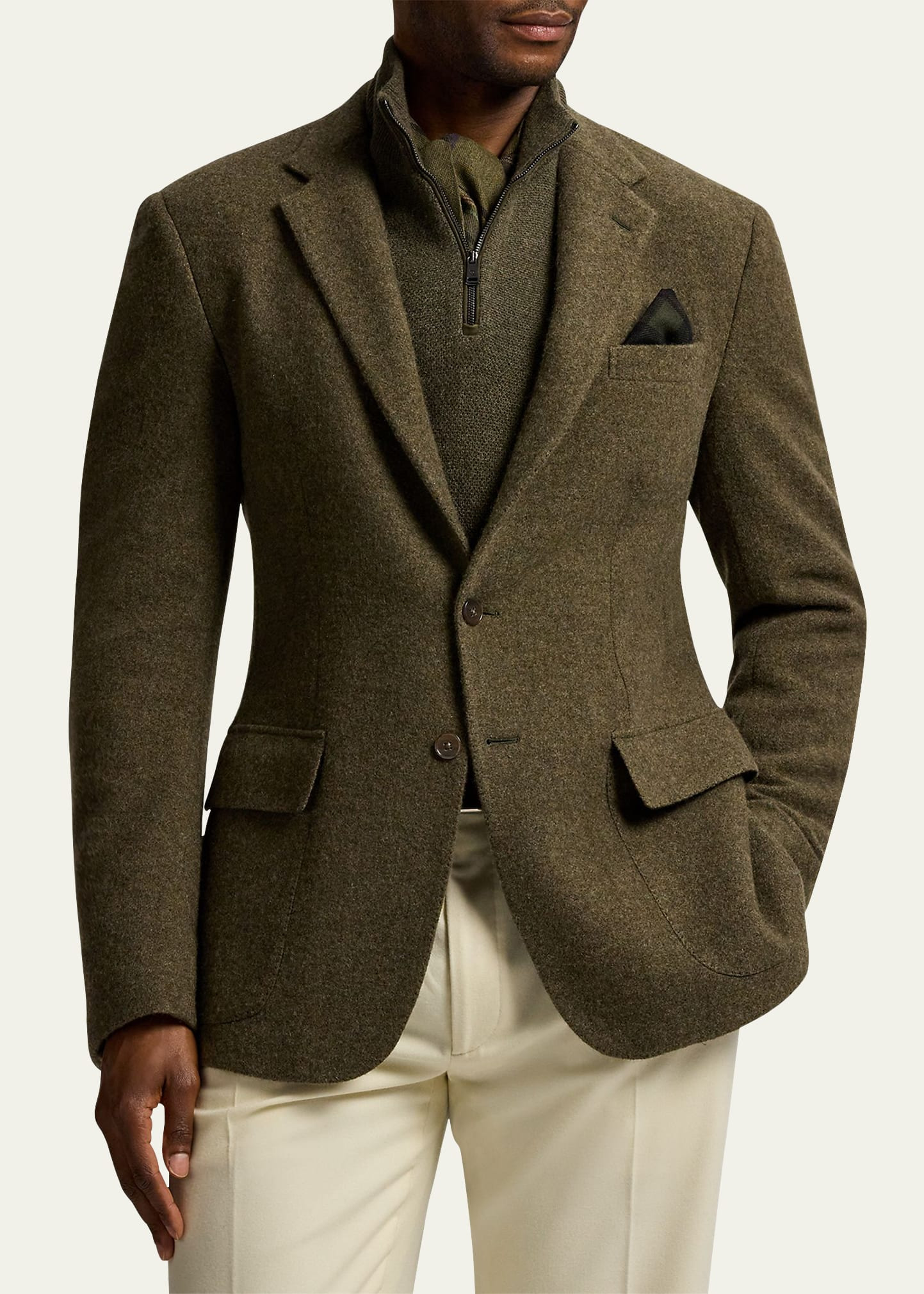Men's Brushed Cashmere Twill Blazer - 4