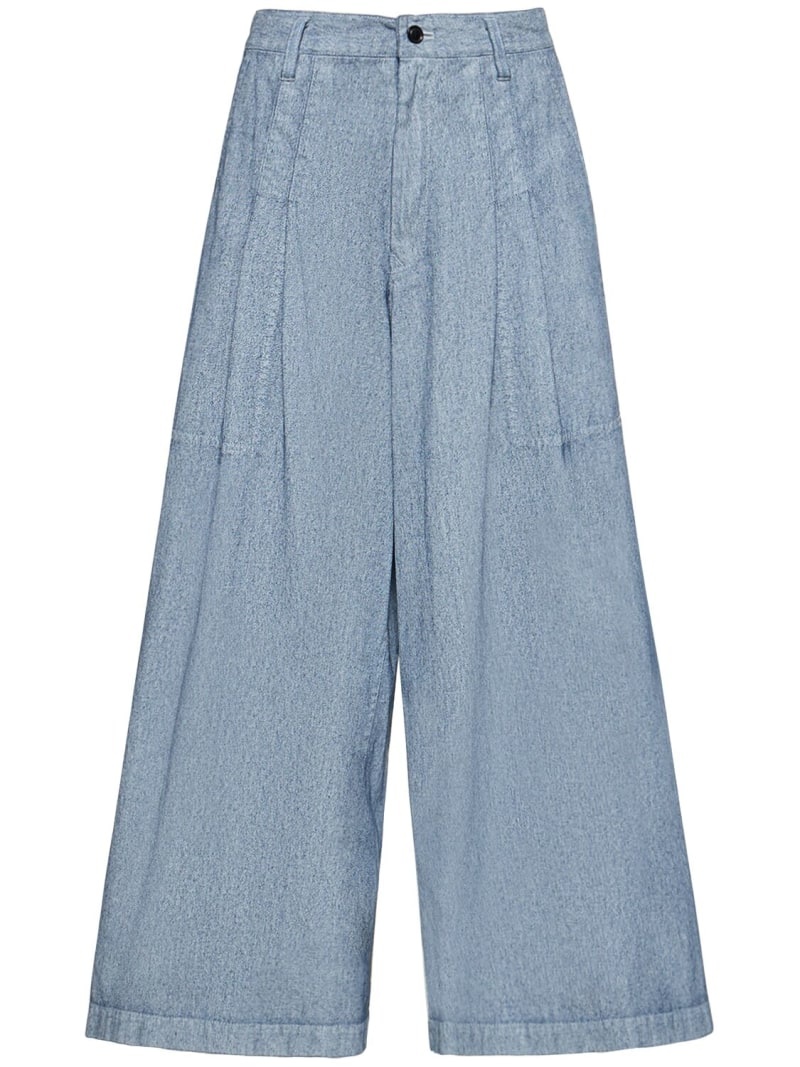 Coated denim wide jeans - 1