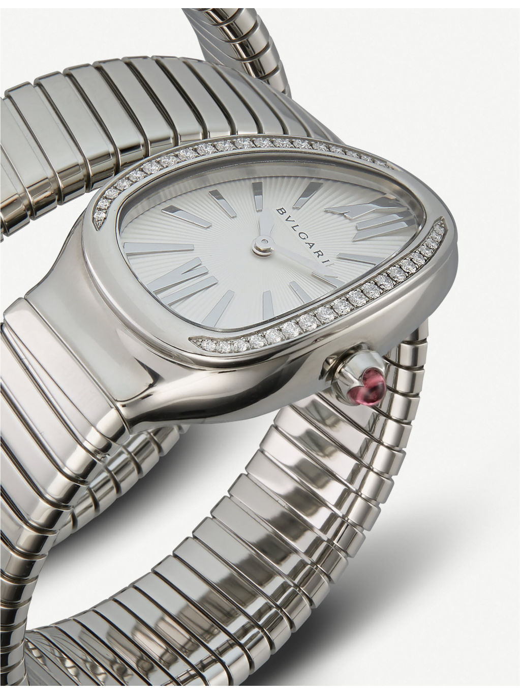 Serpenti Tubogas stainless steel and diamond watch - 4