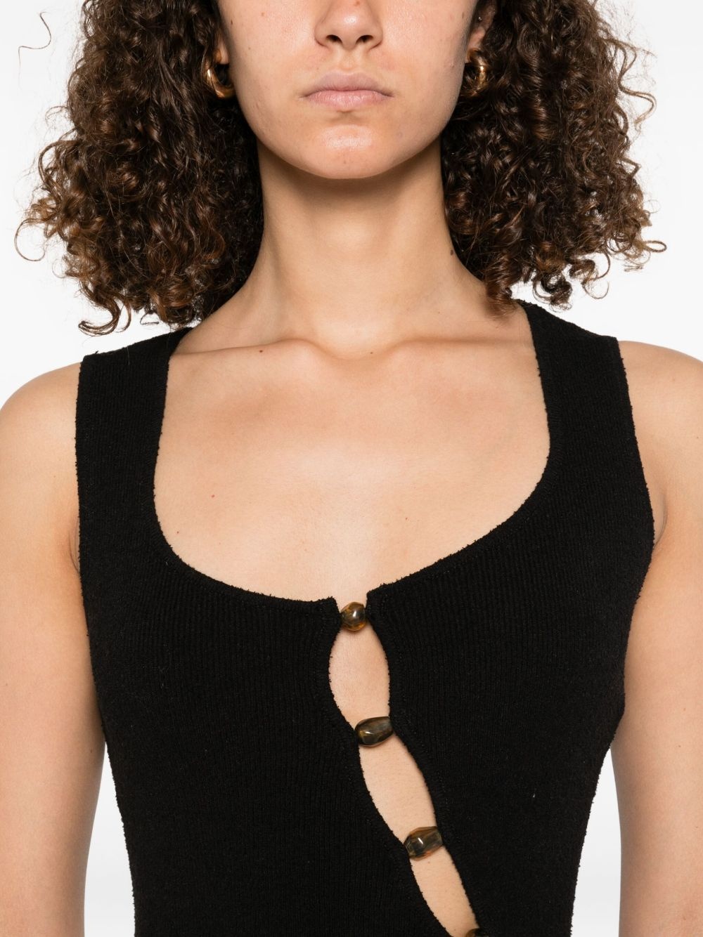 beaded cut-out tank top - 5