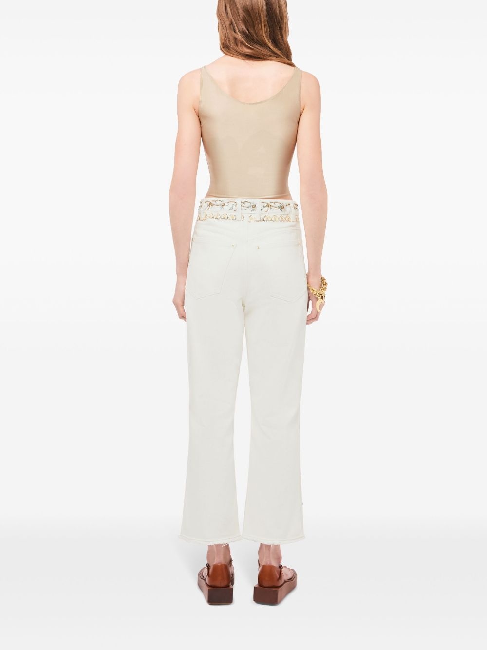 embroidered mid-rise cropped jeans - 4