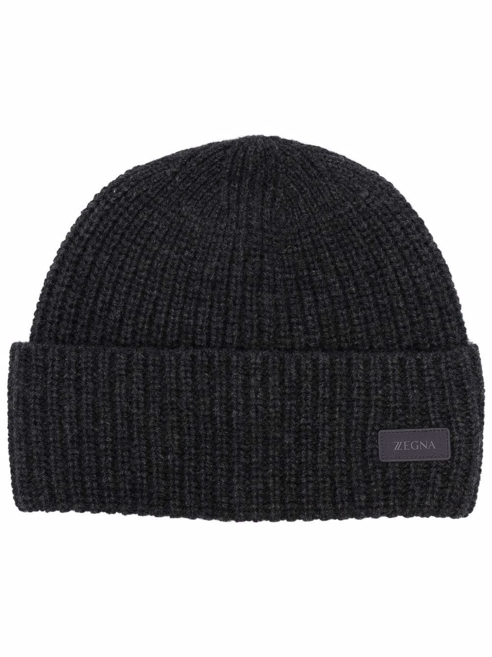 logo patch cashmere beanie - 1