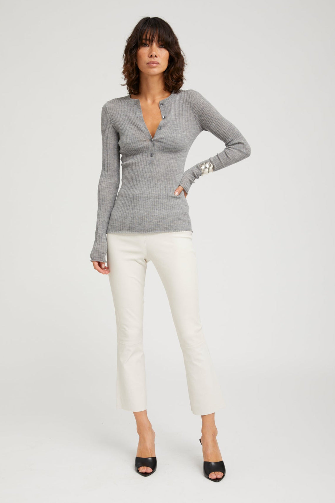 GREY CASHMERE HENLEY - 4