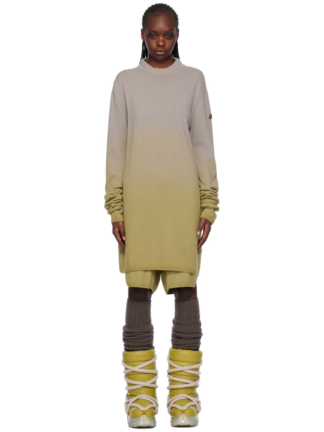 Taupe & Green Moncler Edition Sweater - 1
