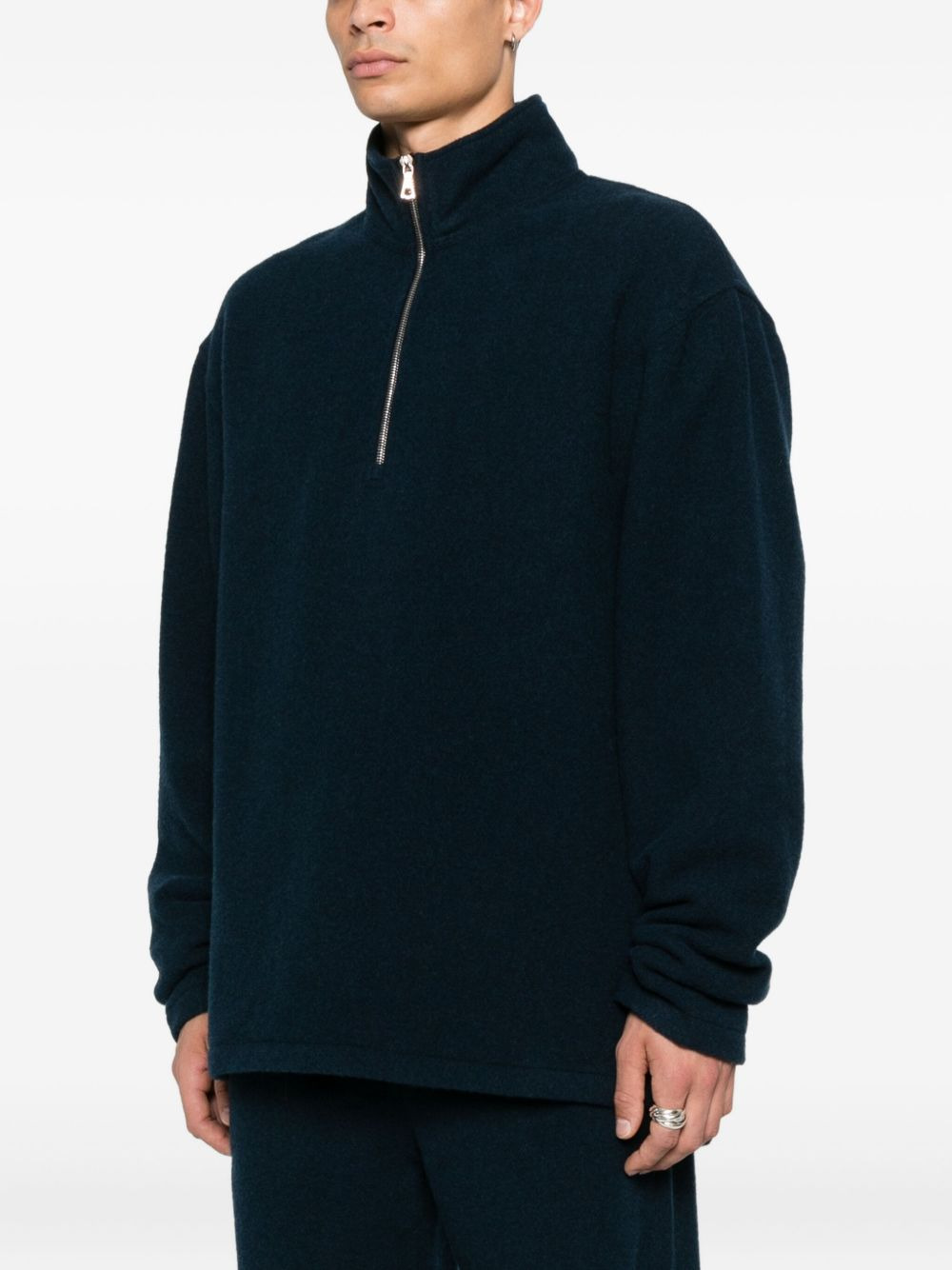 virgin wool zip-up sweater - 3