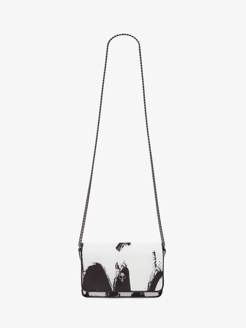 Mcqueen Graffiti Small Skull Bag in Black/white - 5