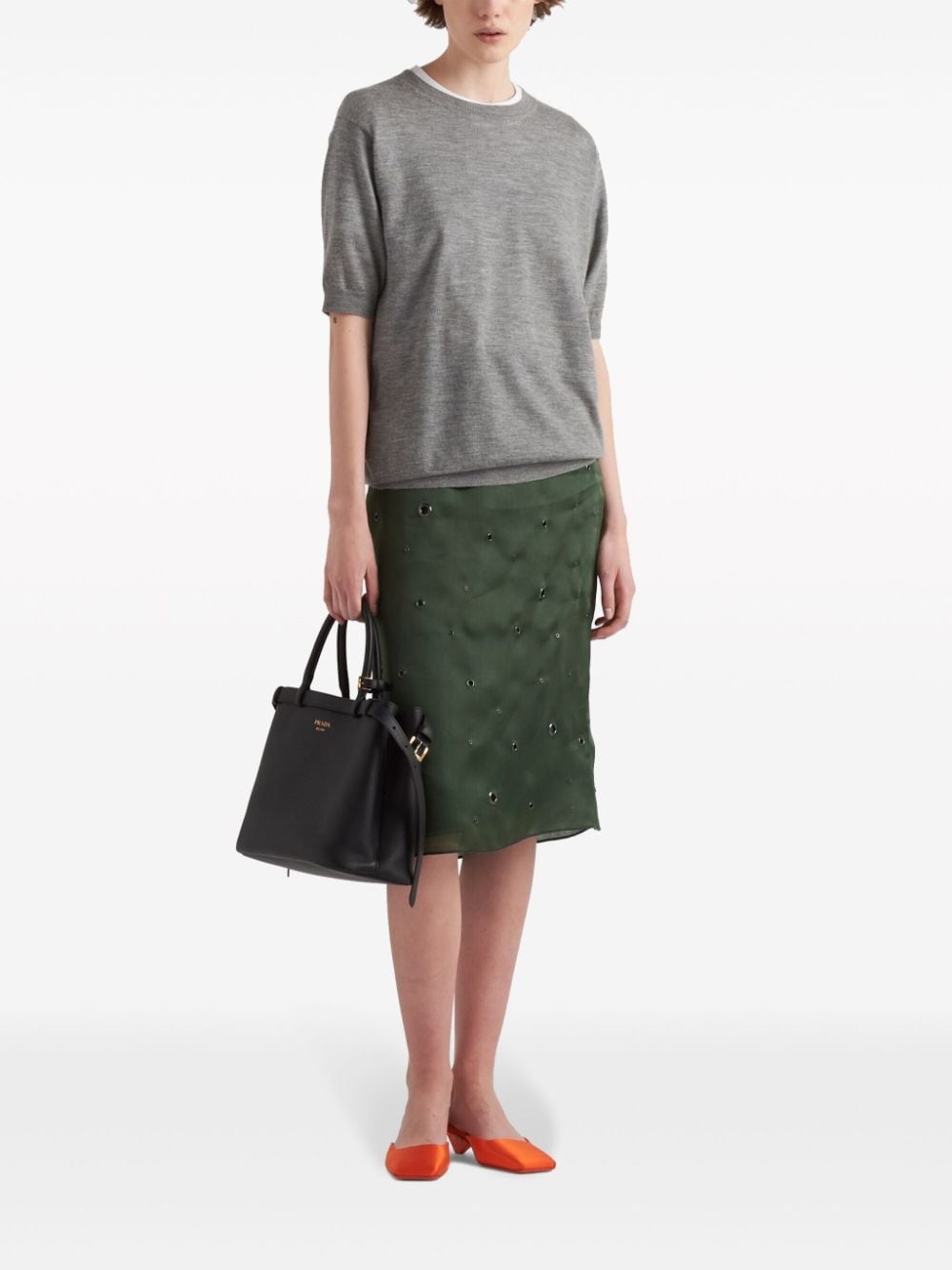 triangle-logo cashmere knitted top - 2