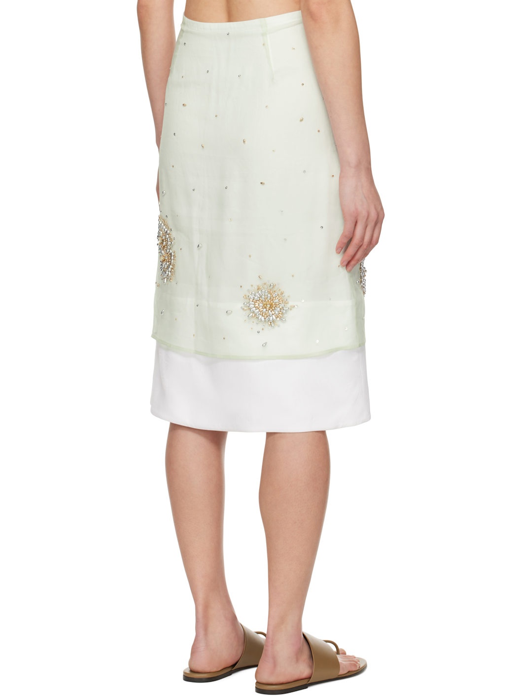 Green Triumph Embroidered Midi Skirt - 3