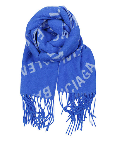 BALENCIAGA Allover logo wool scarf outlook