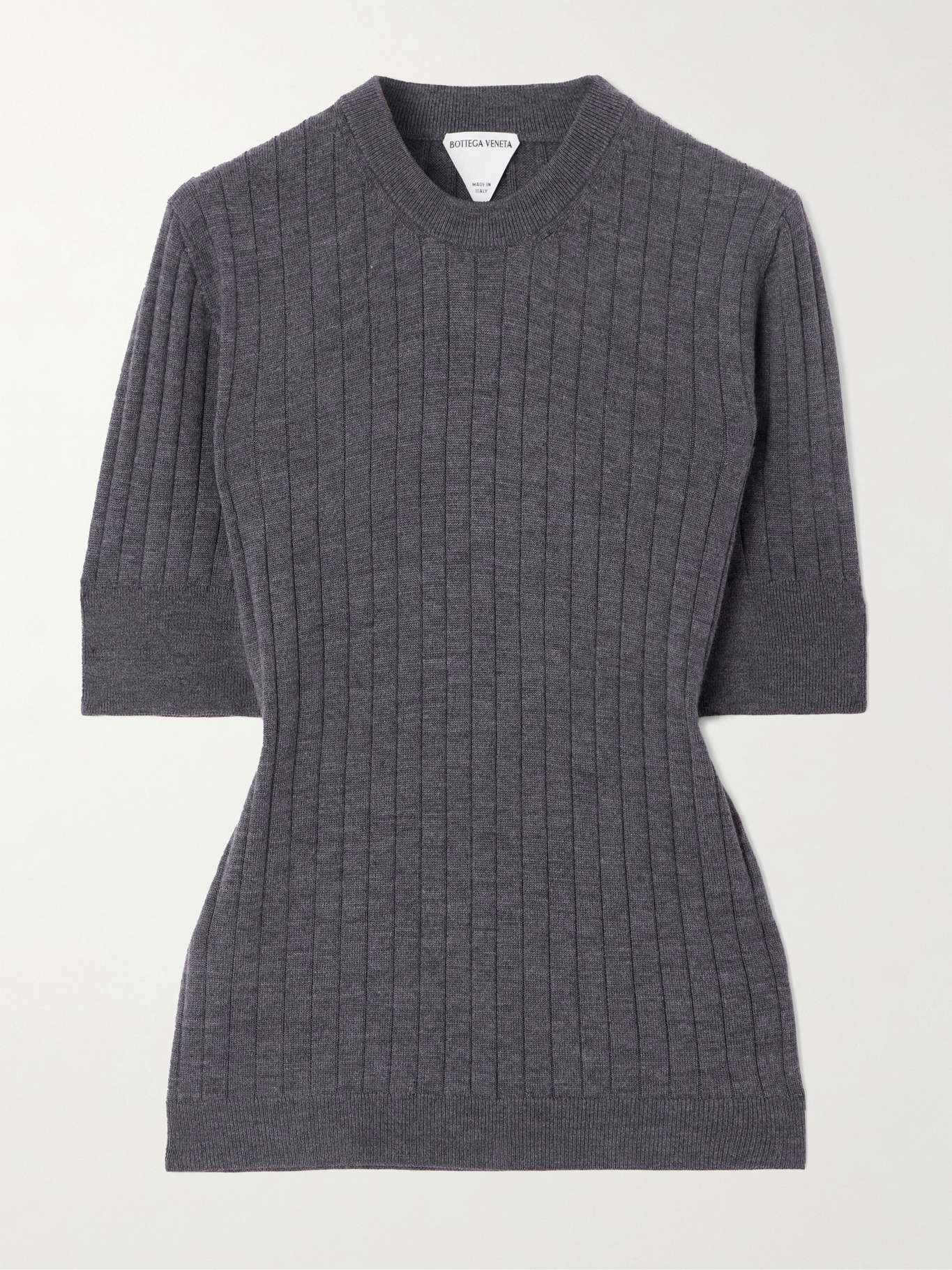 Ribbed wool T-shirt Gray - 1