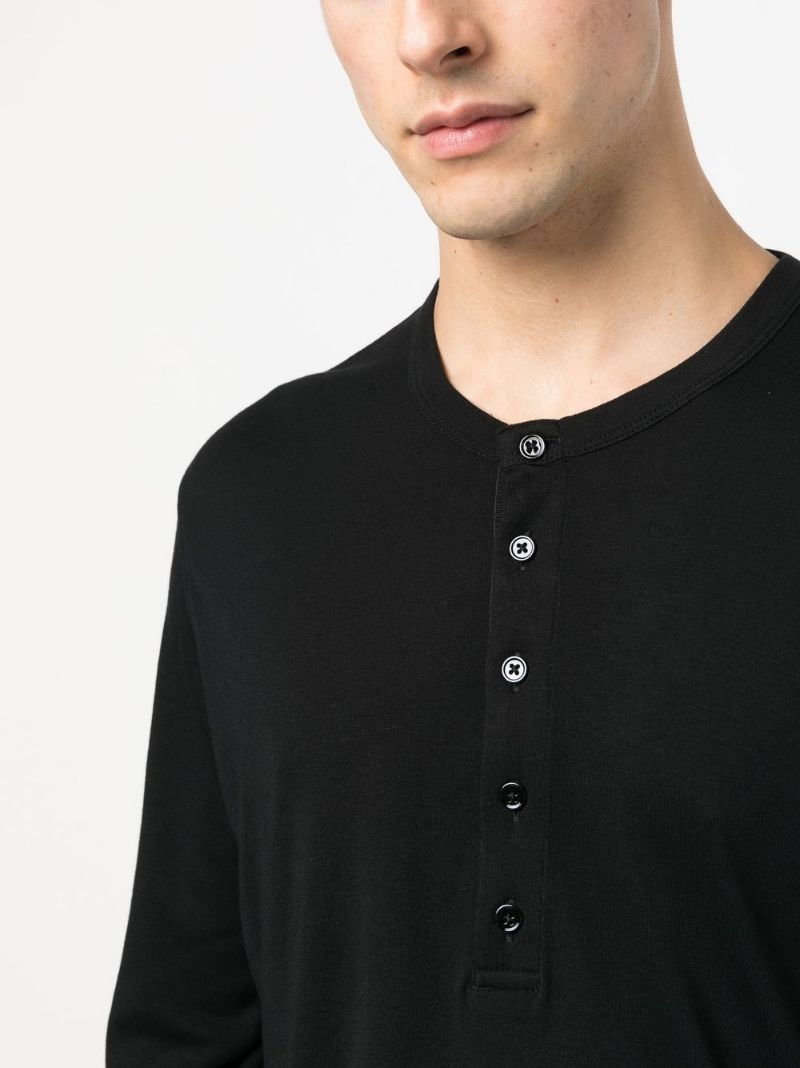 button-placket long-sleeved T-shirt - 5