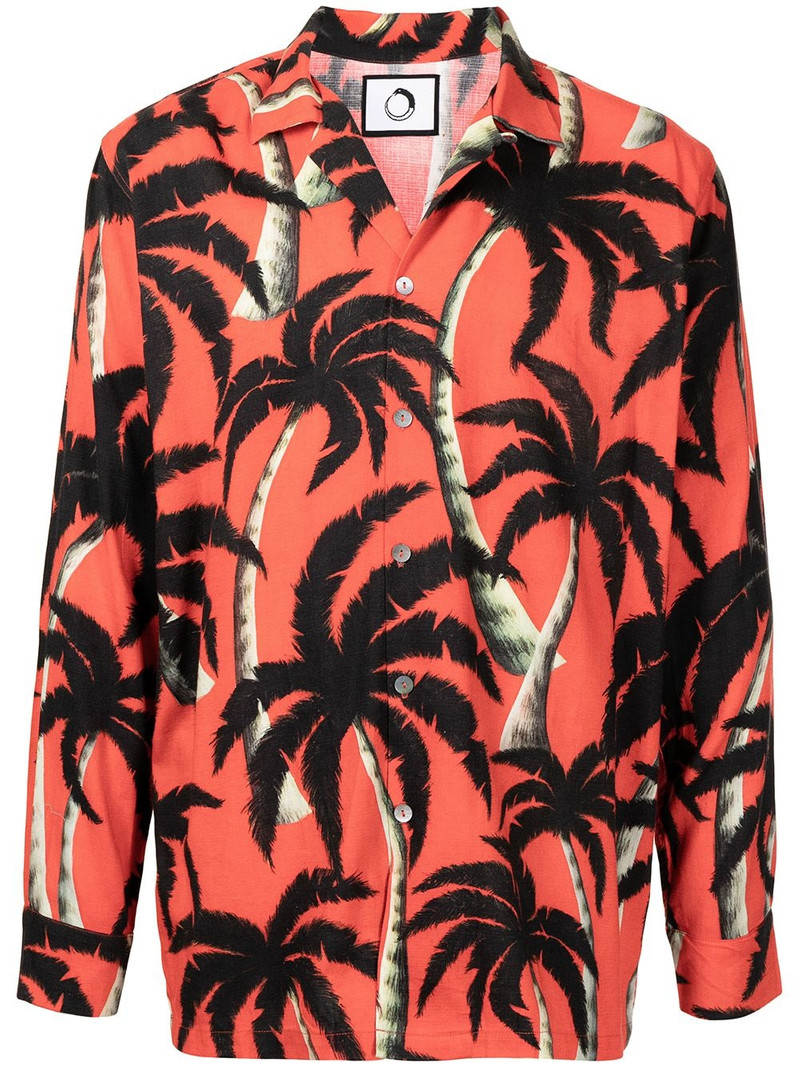 Palm tree-print tencel shirt 1